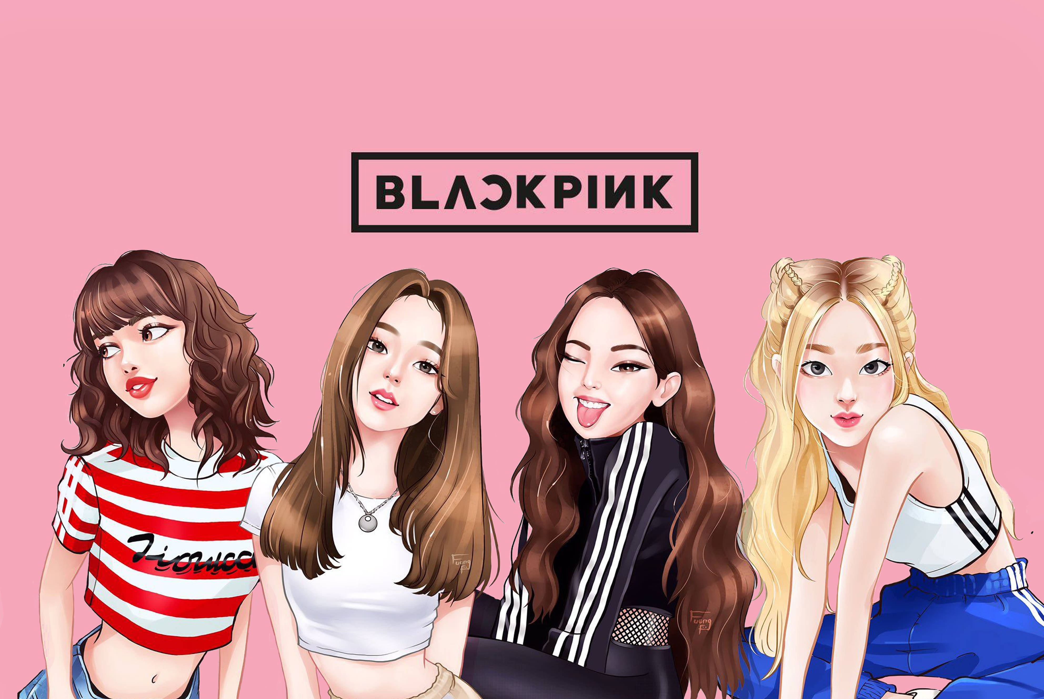 Arte caricaturesco adorable de Blackpink Fondos de pantalla