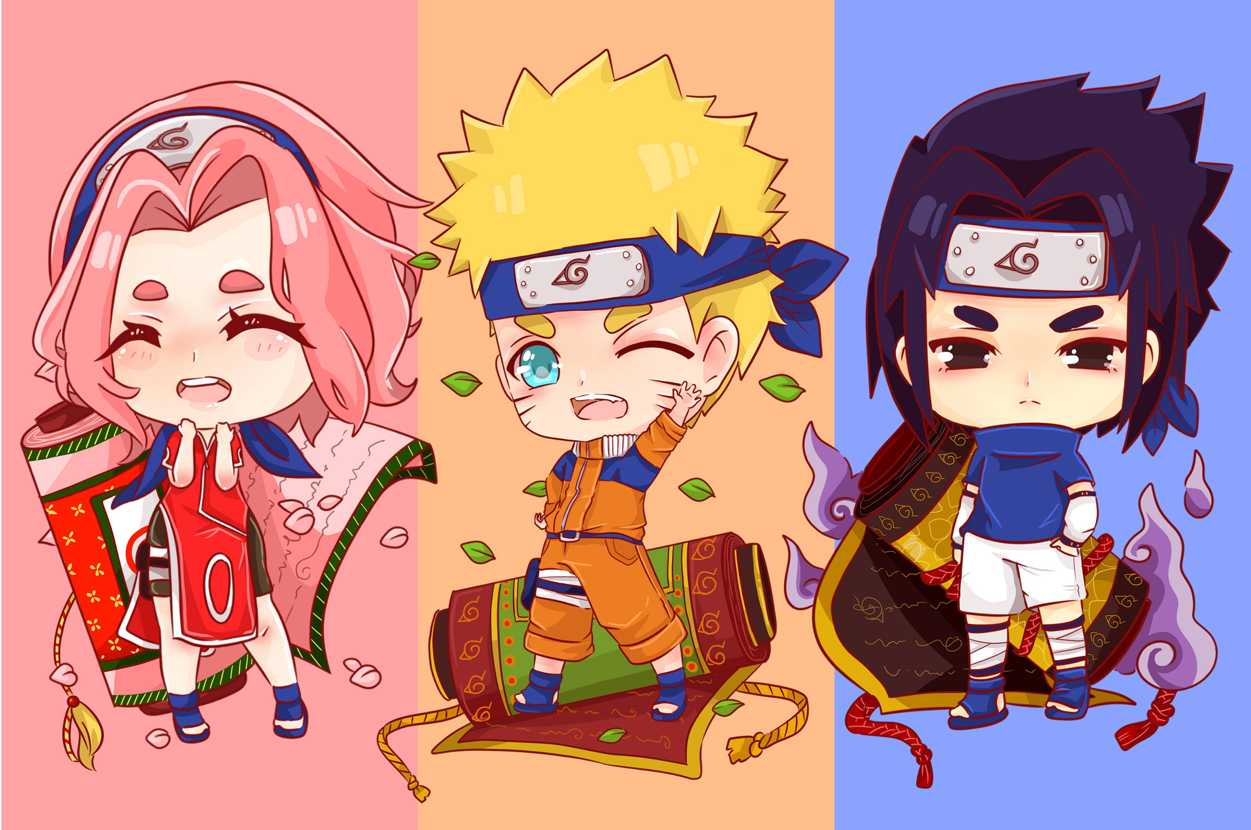 Arte Chibi de Naruto en 4K Fondos de pantalla