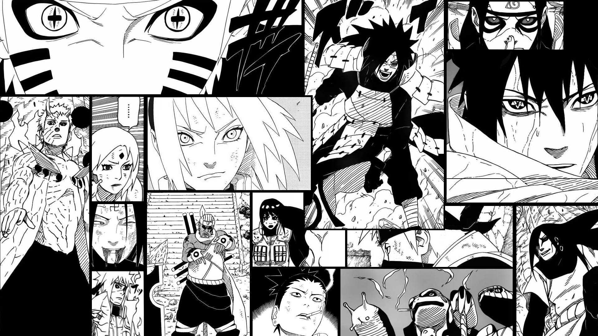 Arte de Anime en Blanco y Negro Paneles de Manga de Naruto Fondos de pantalla