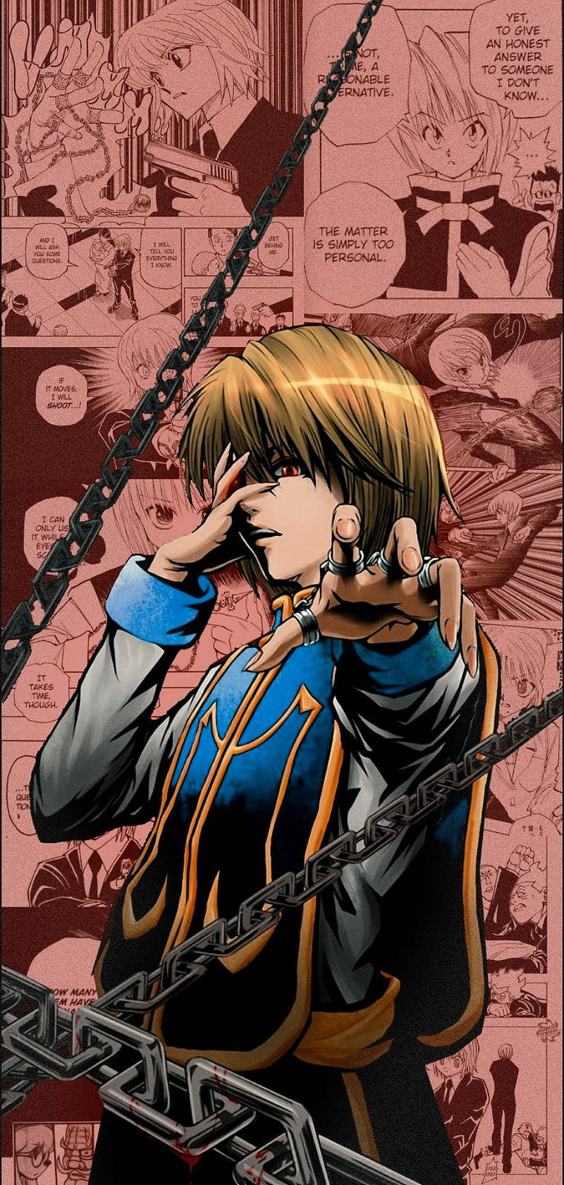 Arte de anime estético cautivador de Kurapika para iPhone Fondos de pantalla