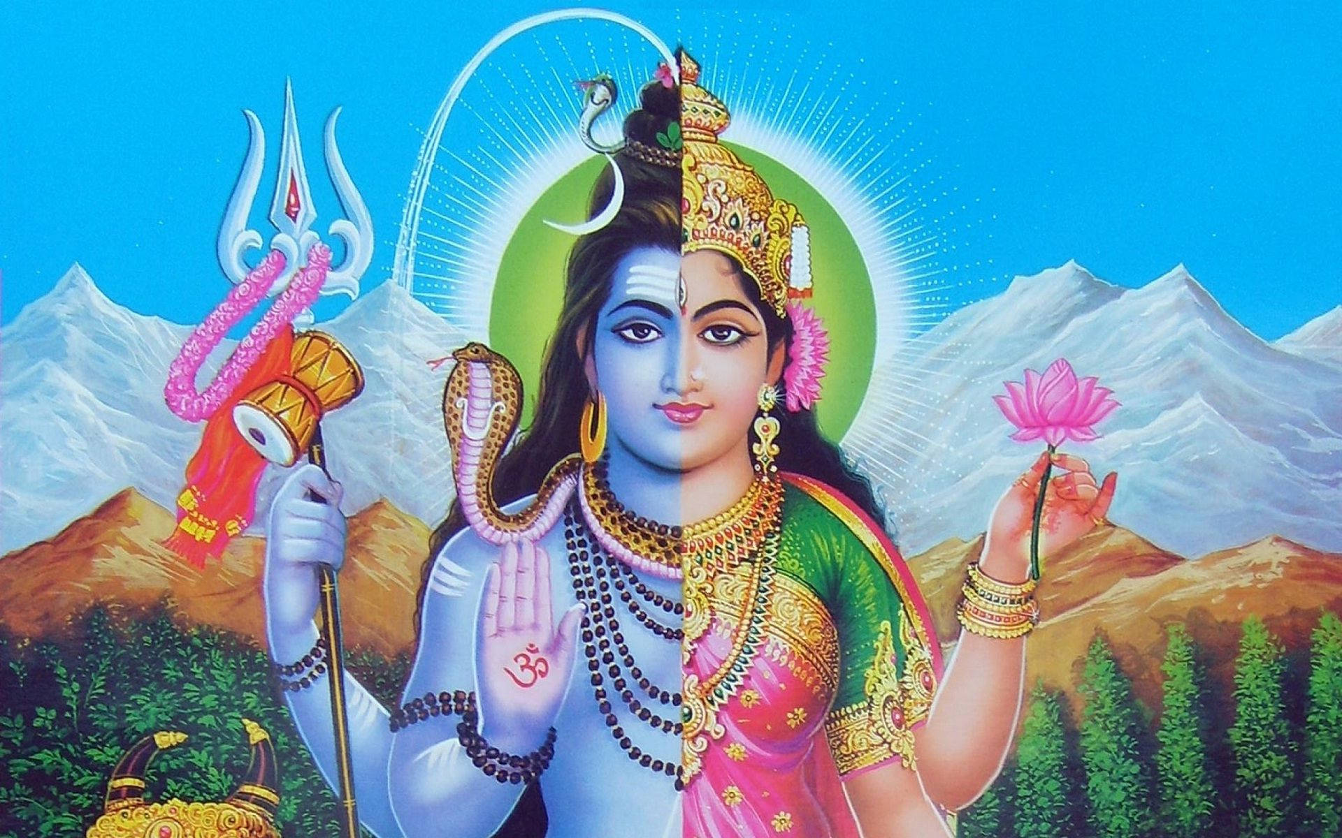 Arte de Ardhanarishvara Shiva Parvati Fondos de pantalla