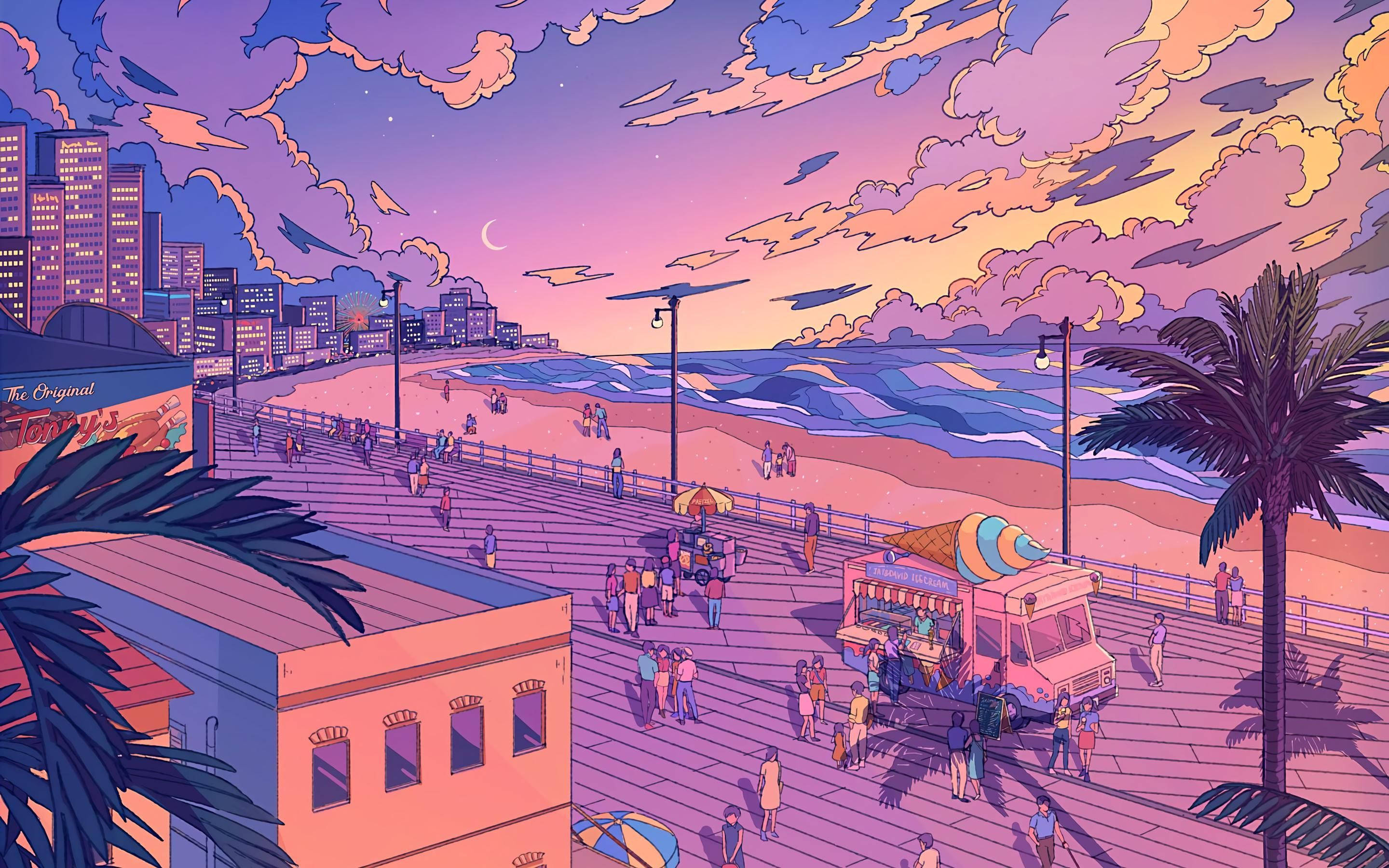 Arte de carretera rosa estético para Chromebook Fondos de pantalla