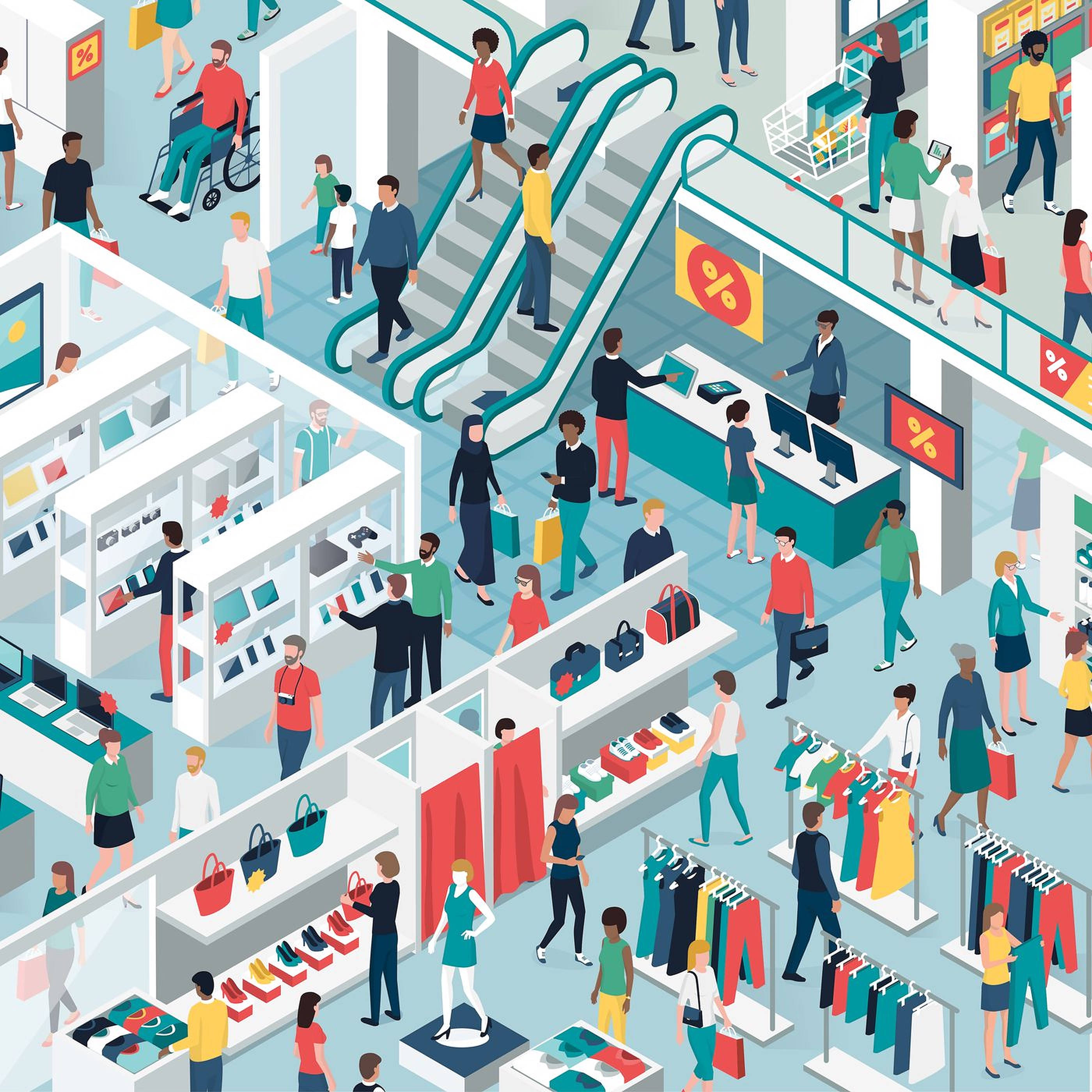 Arte de Centro Comercial Concurrido Fondos de pantalla