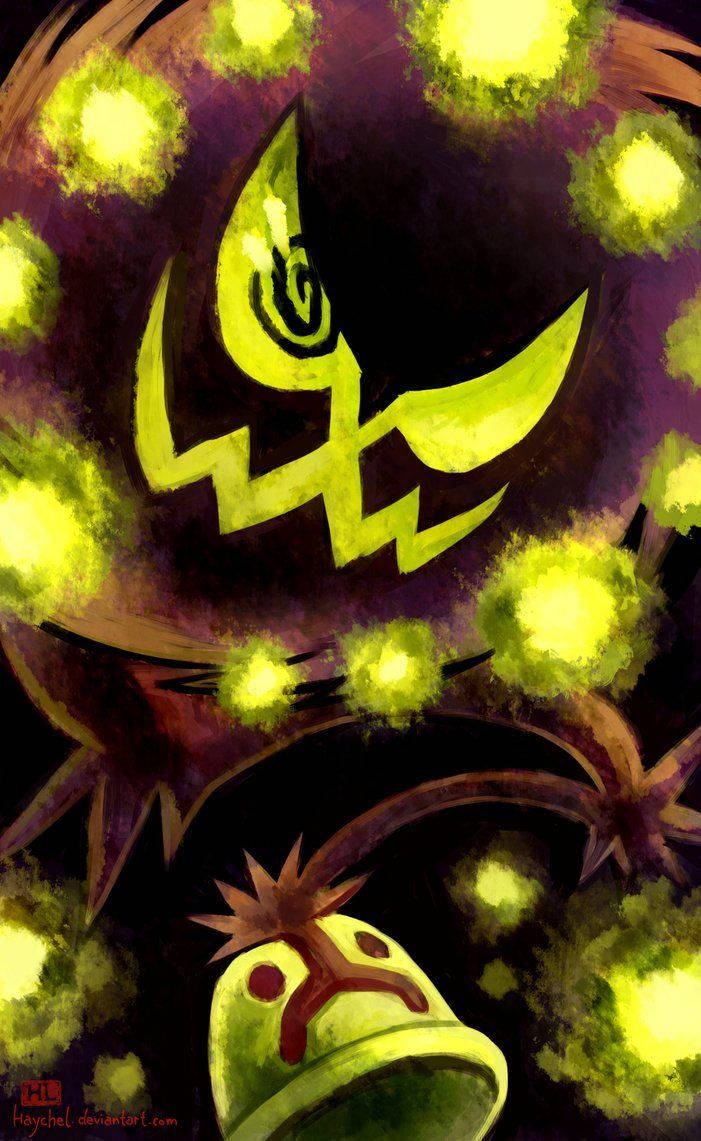 Arte de Deviantart: Spiritomb verde brillante de Pokémon en las sombras. Fondos de pantalla