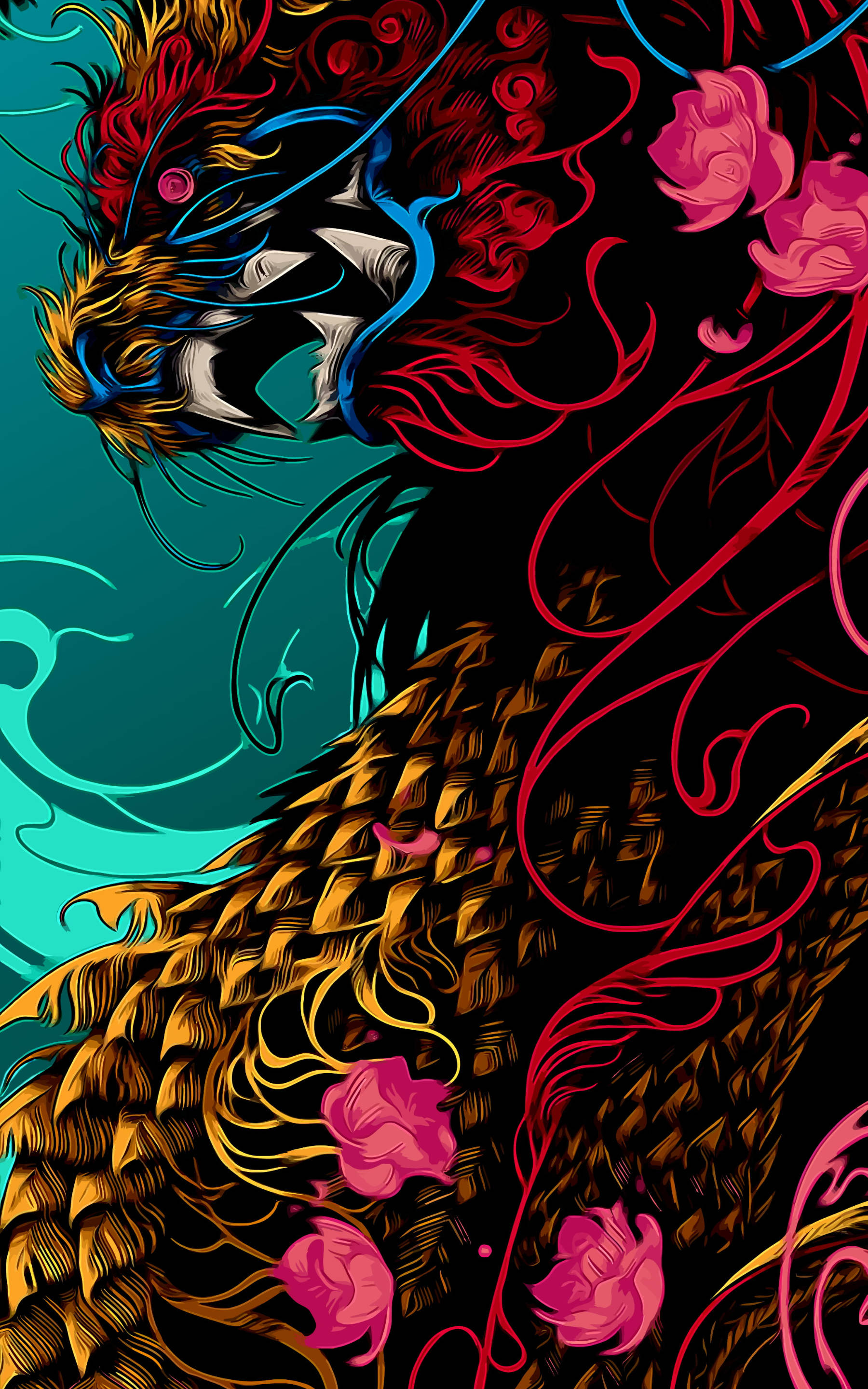 Arte de Dragón de Colores para Pantallas iPhone Fondos de pantalla