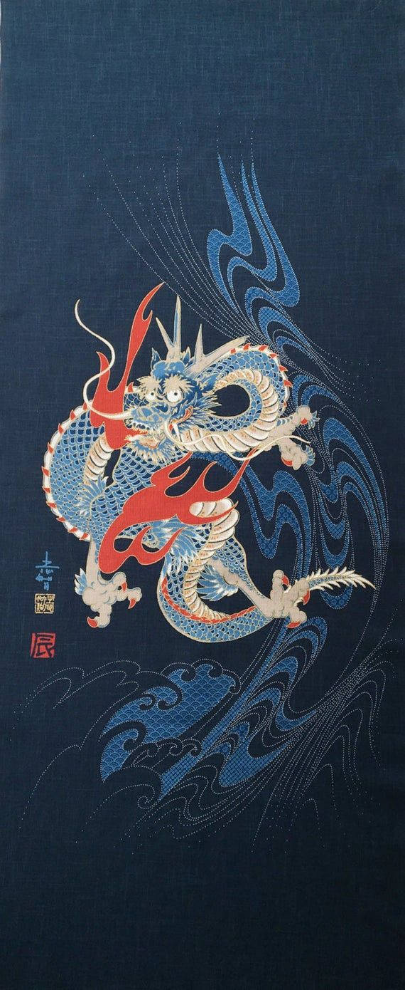 Arte de Dragón Japonés Dragón Azul Estilizado Fondos de pantalla