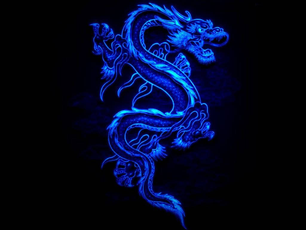 Arte de dragón japonés con dragón azul brillante Fondos de pantalla