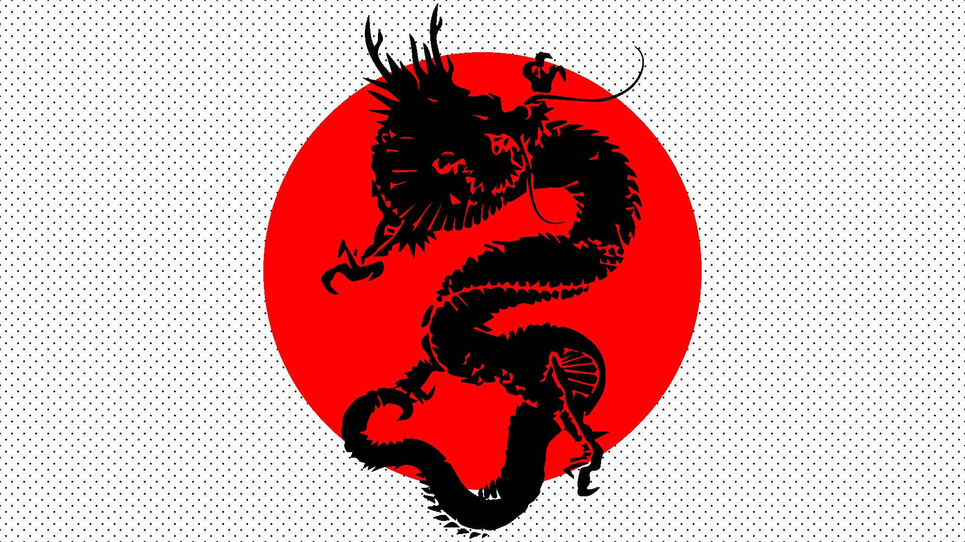Arte de Dragón Japonés en la Bandera de Japón Fondos de pantalla