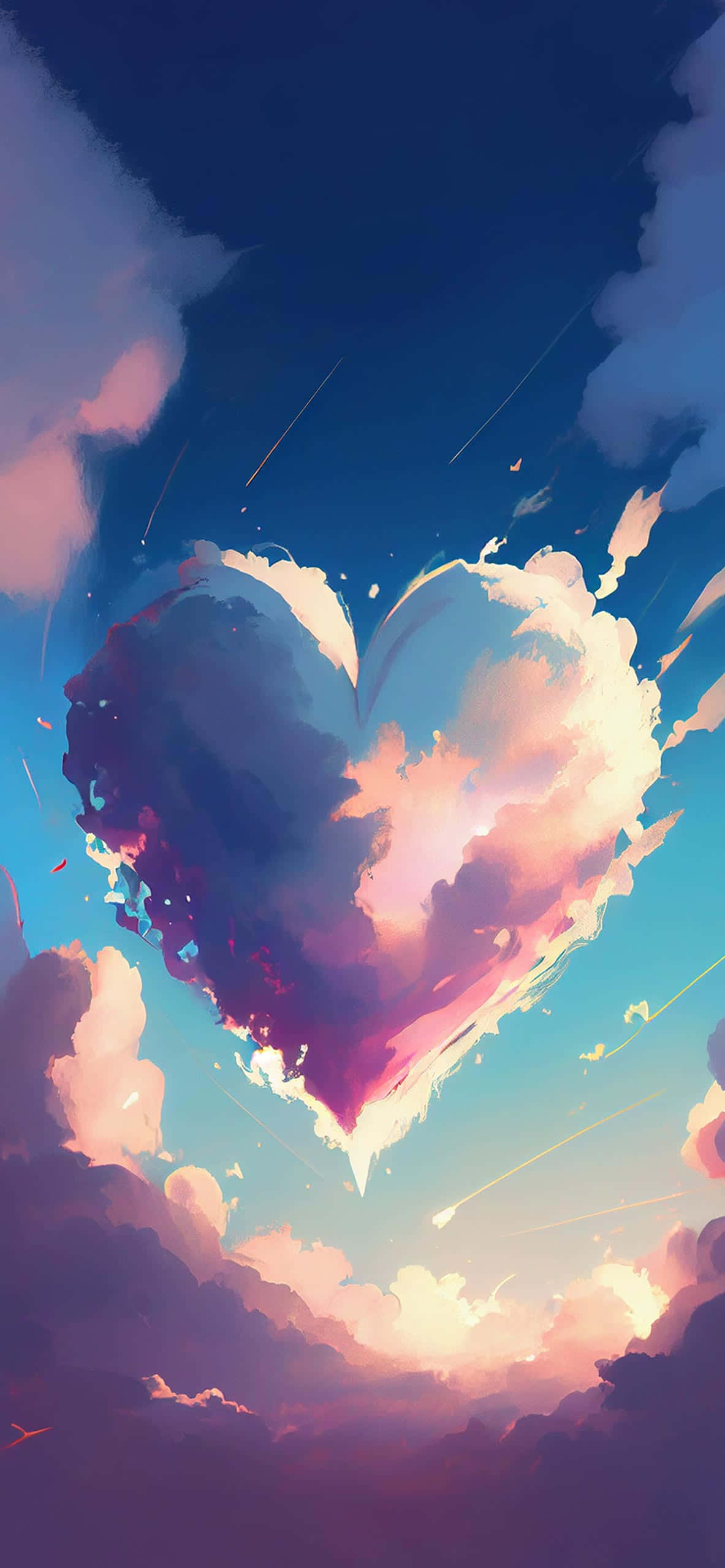 Arte de fondo estético de nube en forma de corazón Fondos de pantalla