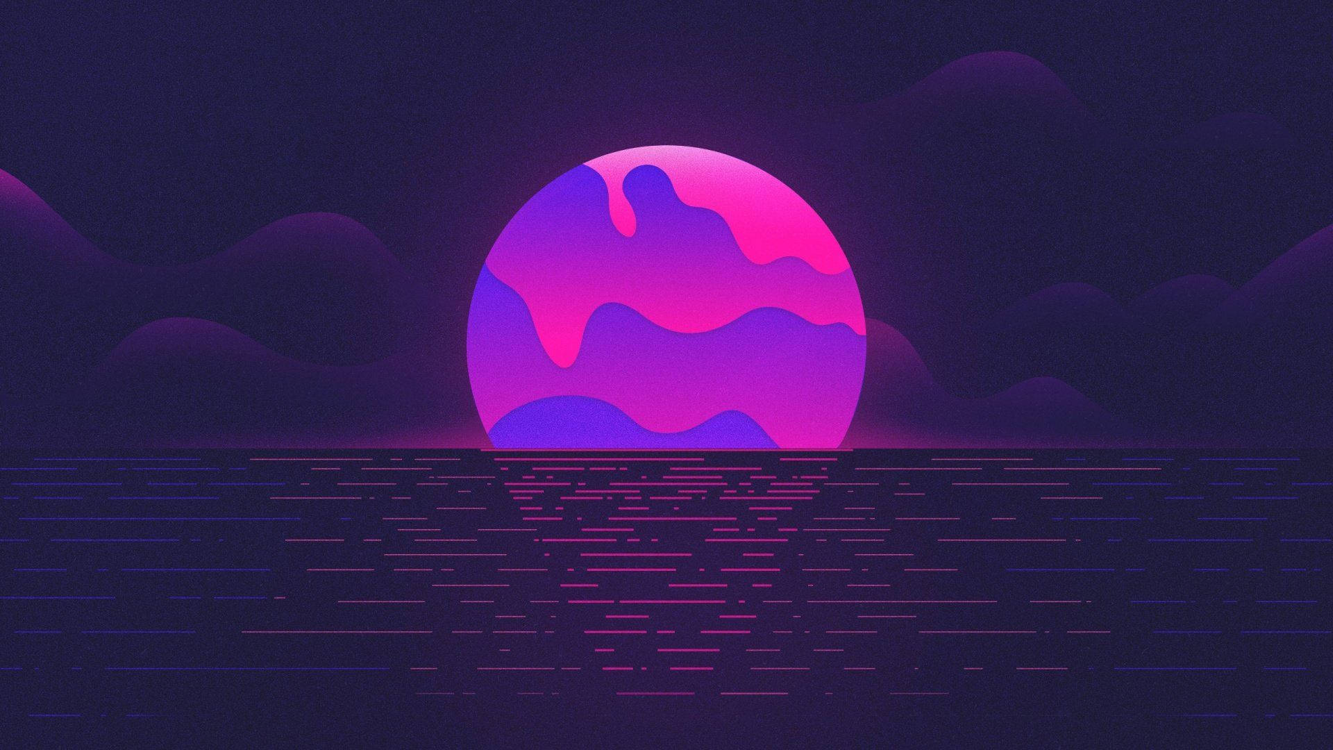 Arte de Luna Estética Púrpura Oscuro Fondos de pantalla