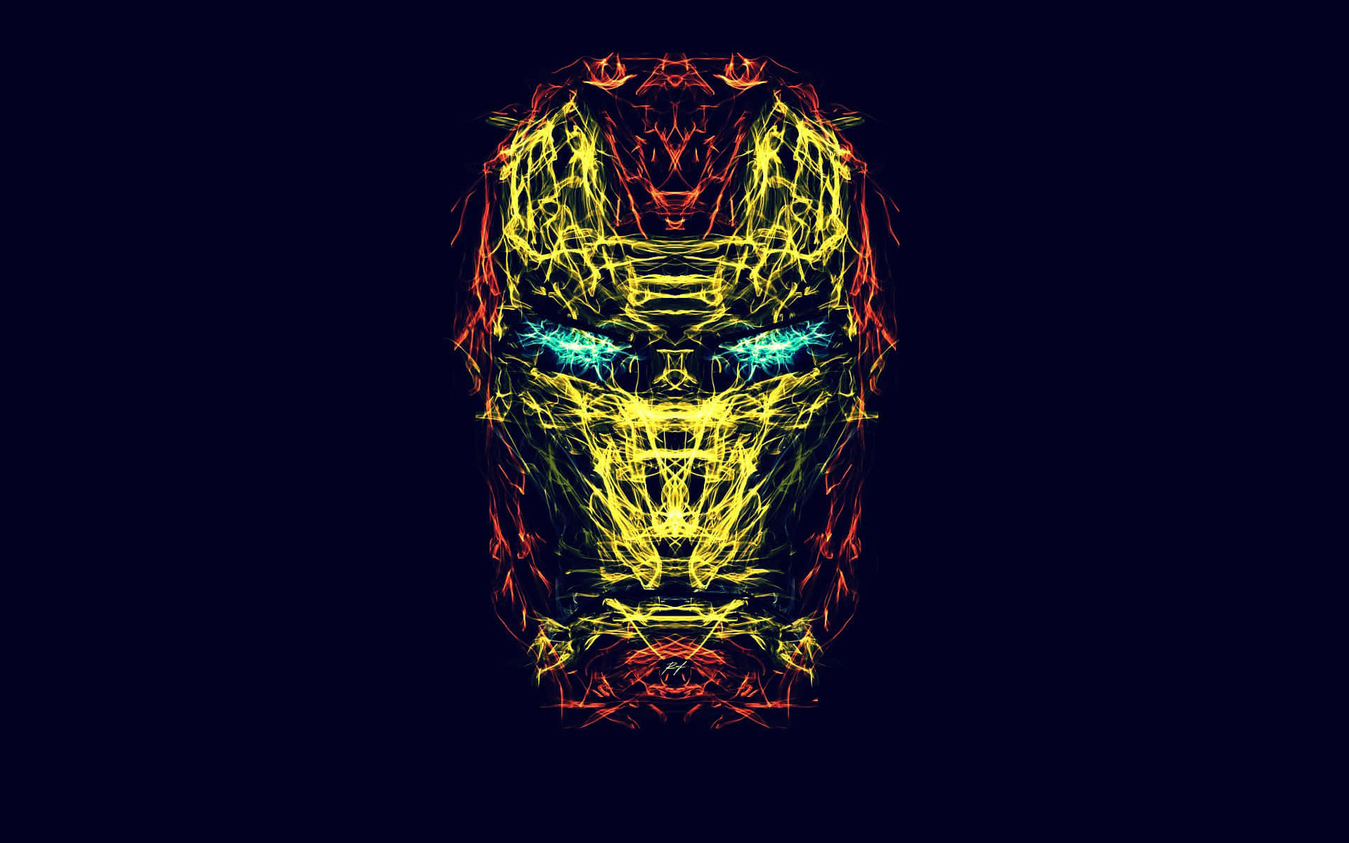 Arte de luz de Iron Man sobre fondo negro Fondos de pantalla