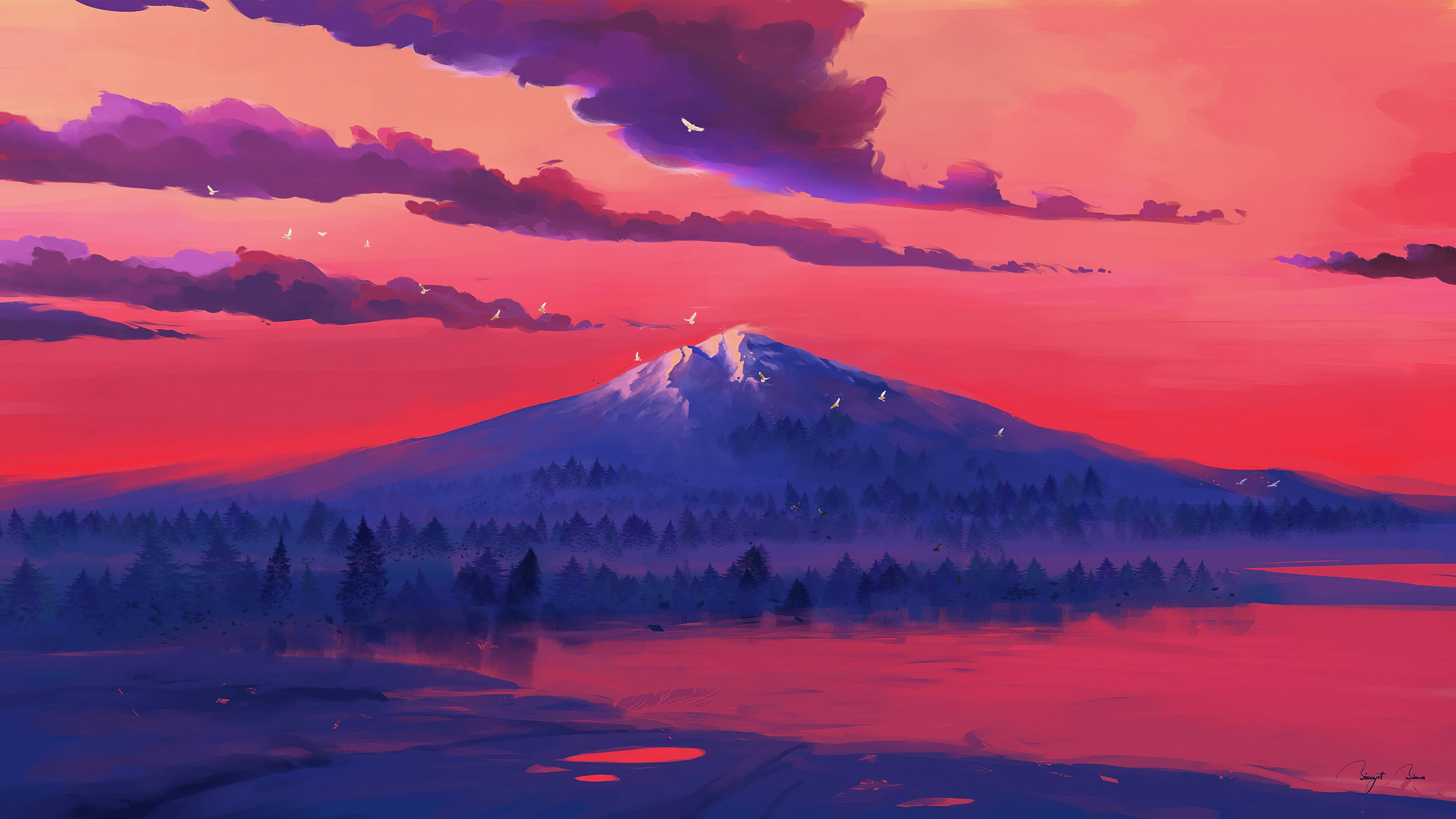 Arte de Montaña Roja Fondos de pantalla