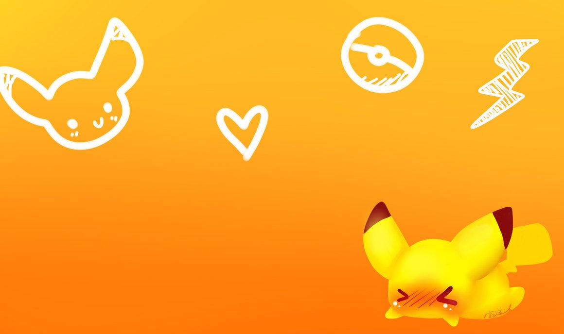 Fondo de pantalla de Pikachu llorando con garabatos blancos y fondo degradado.