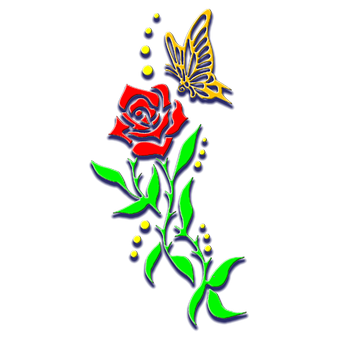 Arte de Rosa y Mariposa Fondos de pantalla