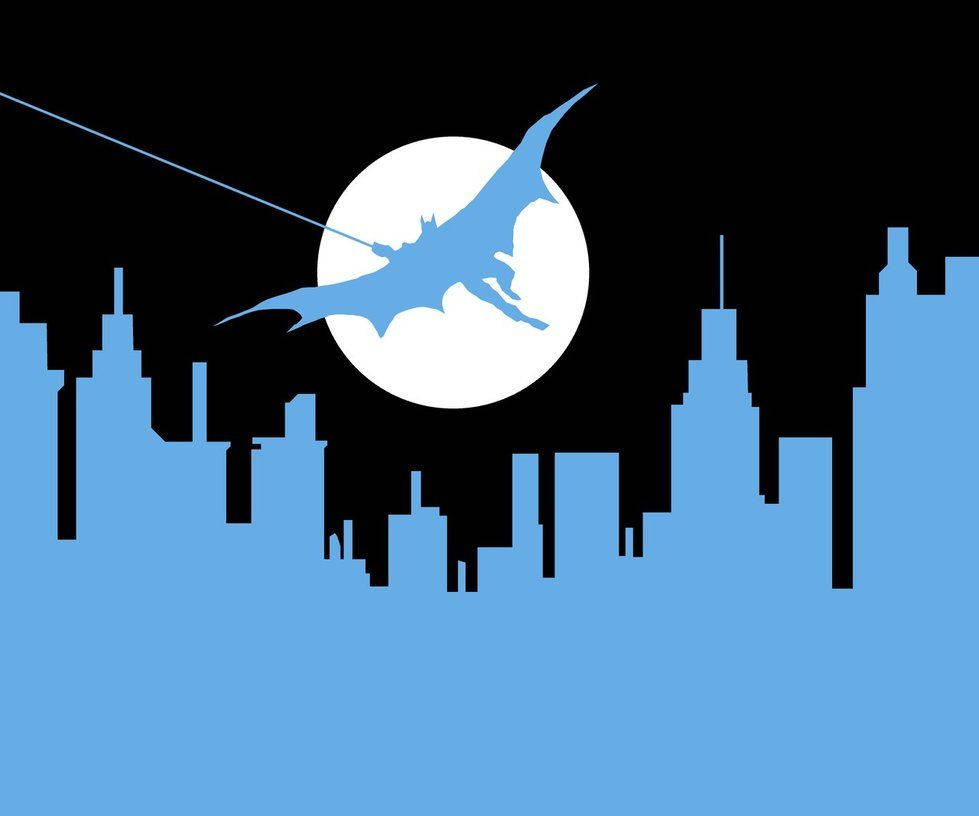 Fondo de pantalla de arte de silueta azul de Batman