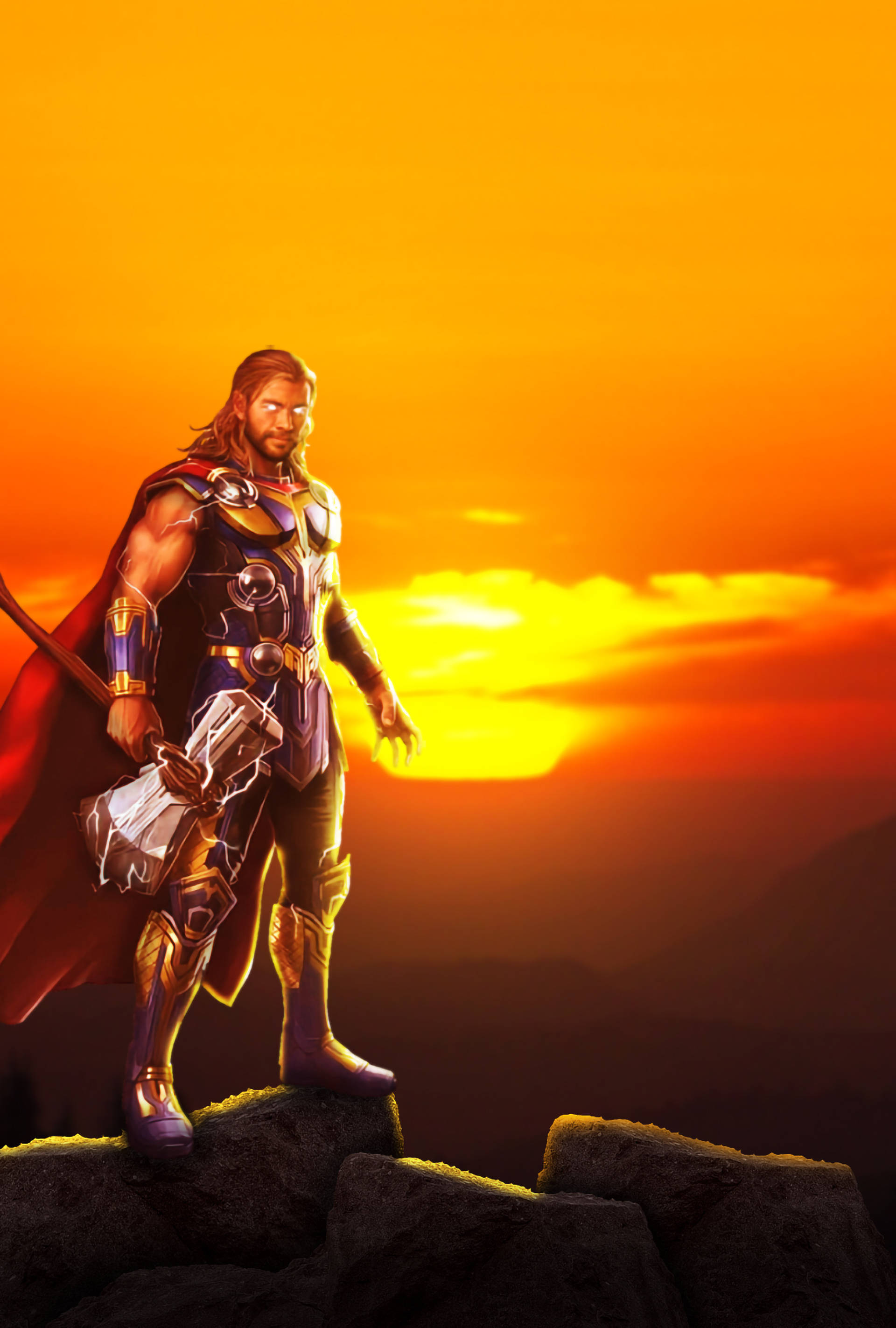Arte de Thor Love And Thunder al atardecer Fondos de pantalla