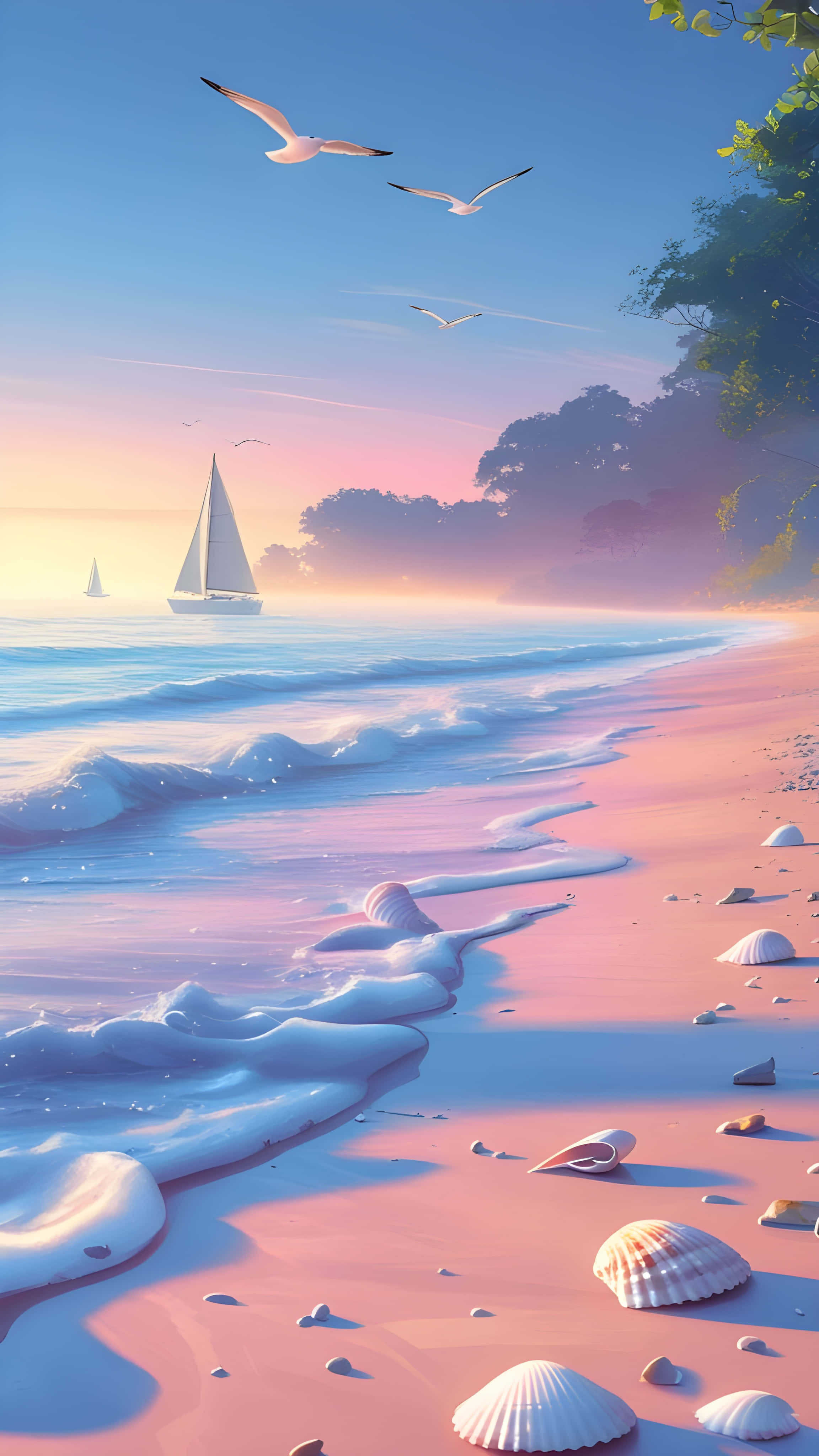 Arte de una hermosa playa marina Fondos de pantalla