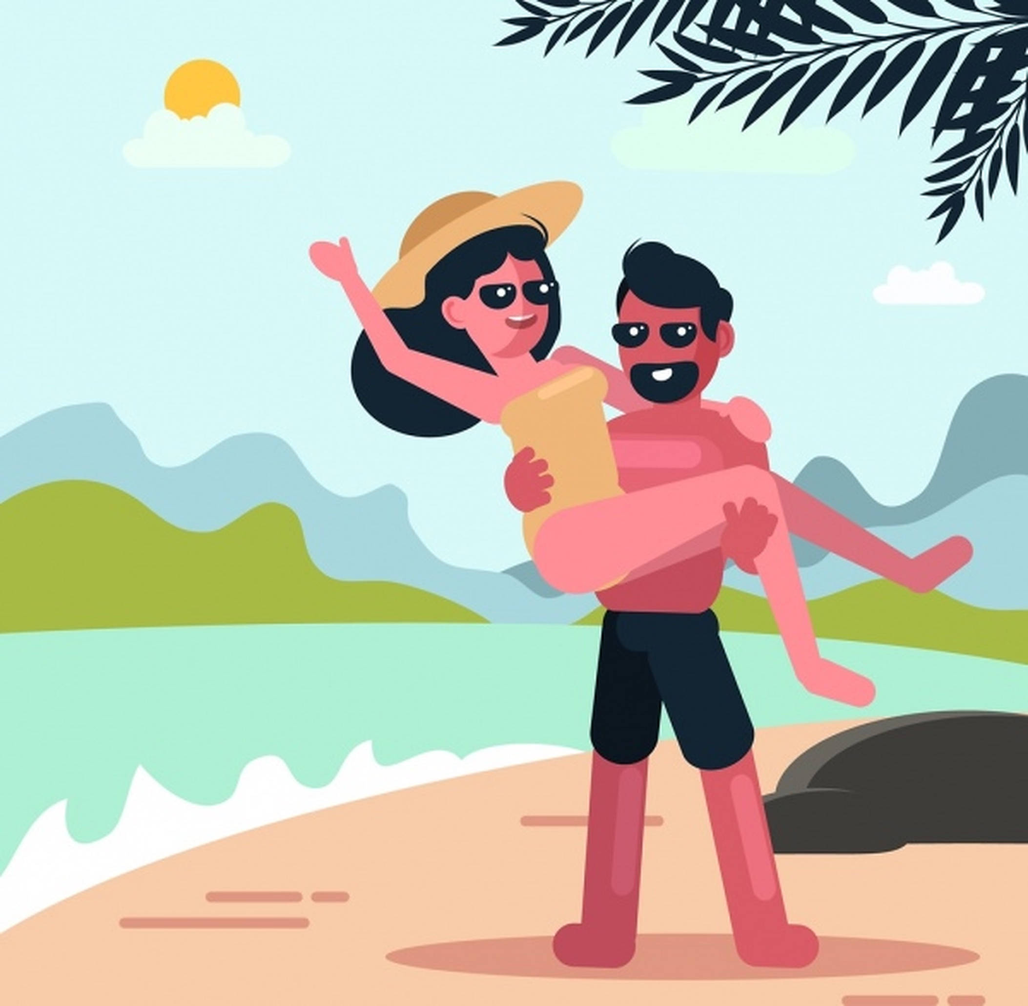Arte de Vacaciones en la Playa para Enamorados Fondos de pantalla