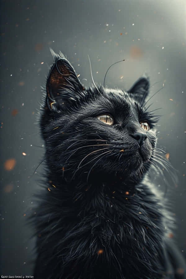 Arte Digital Cinematográfico Fotorrealista de un Gato Ébano Fondos de pantalla