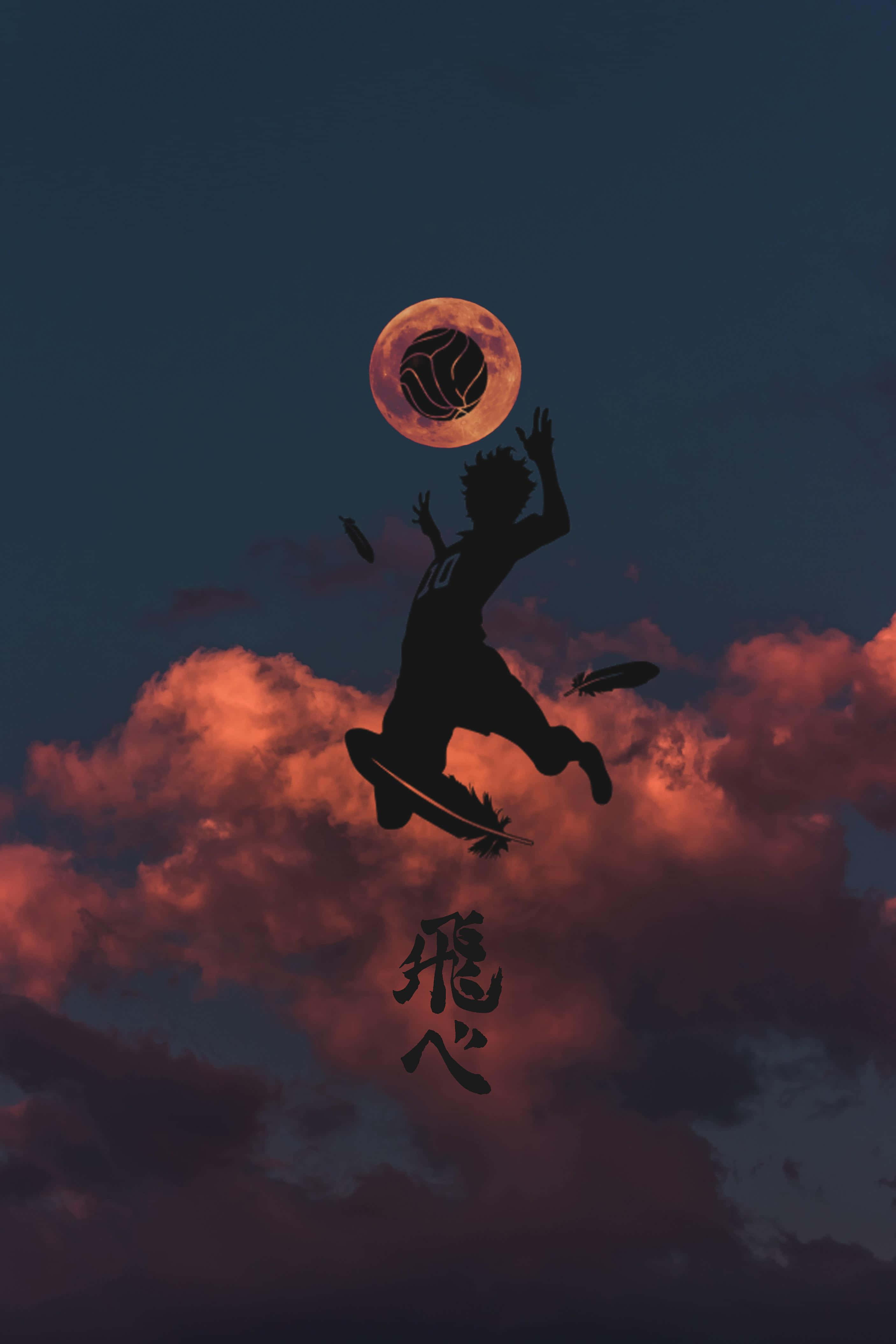 Arte digital de Haikyuu para iPhone: silueta de Shoyo Hinata Fondos de pantalla
