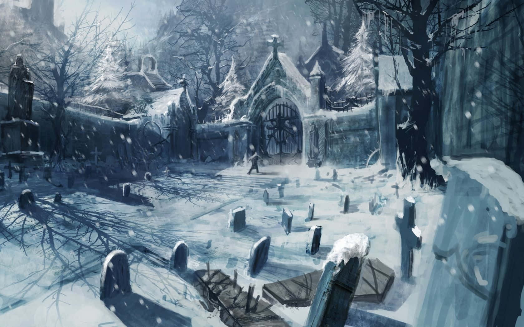 Arte digital de cementerio invernal de New Hampshire Fondos de pantalla