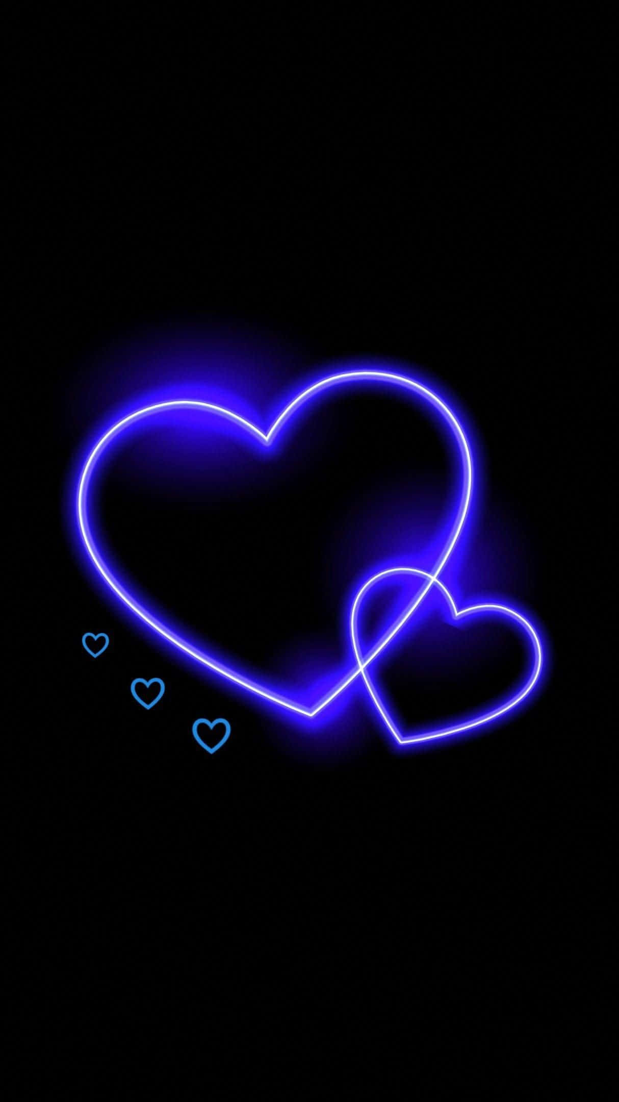 Arte Digital de Corazones Neón Azules Fondos de pantalla