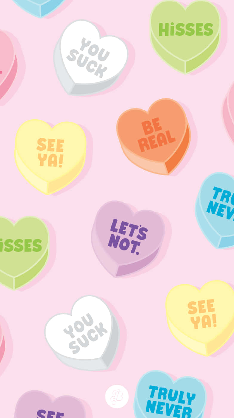 Arte digital de corazones de dulces anti lindos para San Valentín Fondos de pantalla