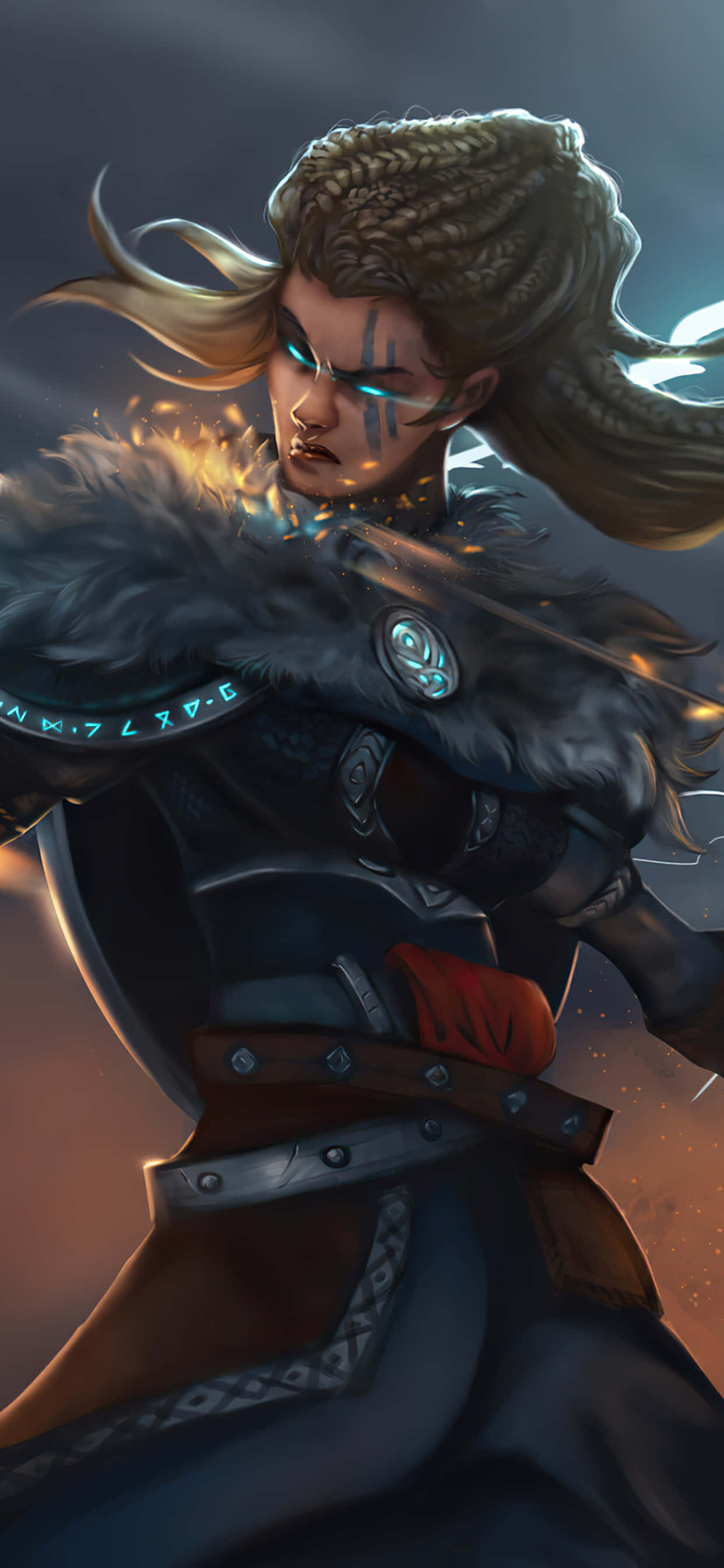 Arte digital de Eivor femenino para fondo de iPhone Xs Max de Assassin's Creed Valhalla Fondos de pantalla