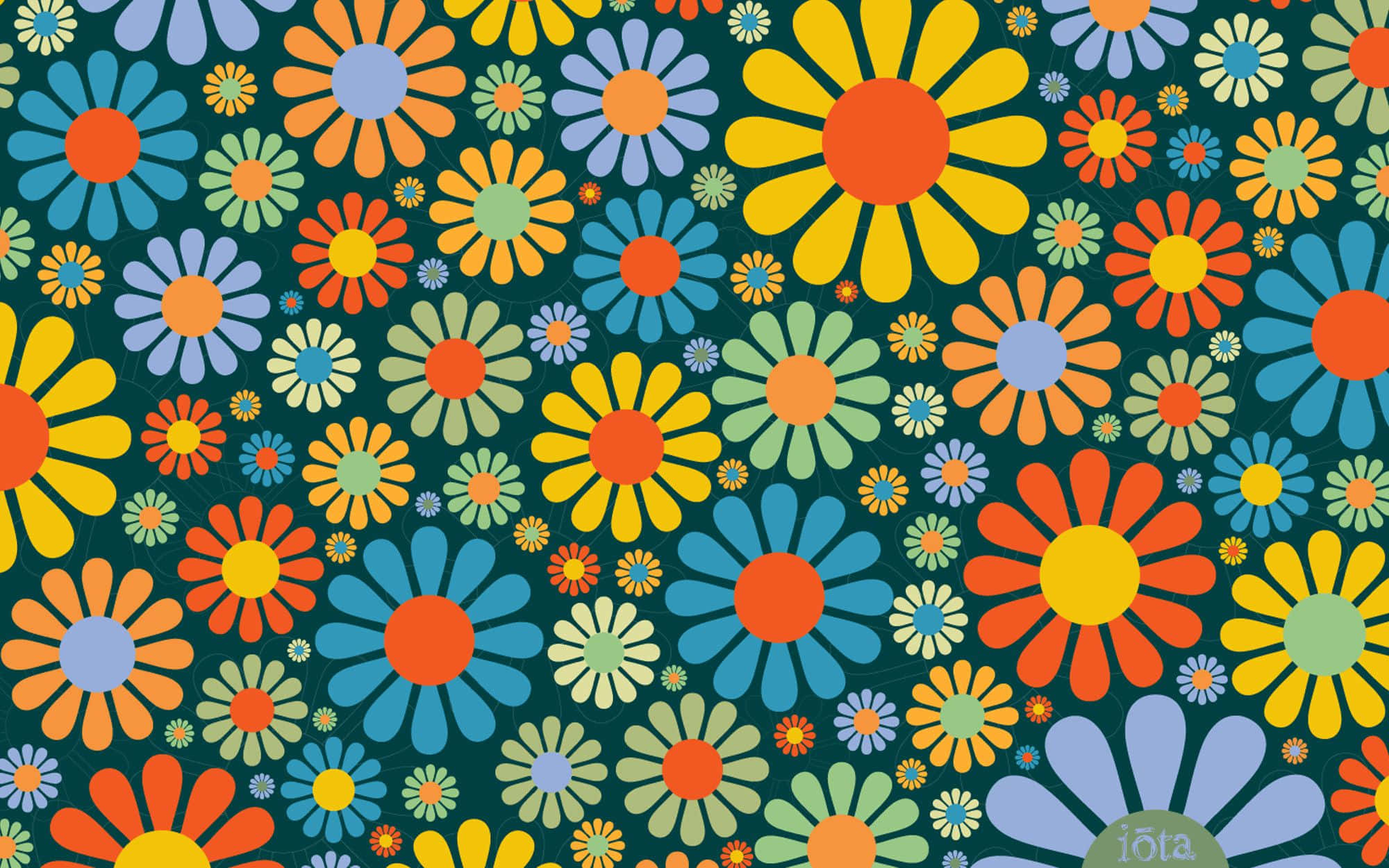 Arte Digital de Flor Estética 70s para Escritorio Fondos de pantalla