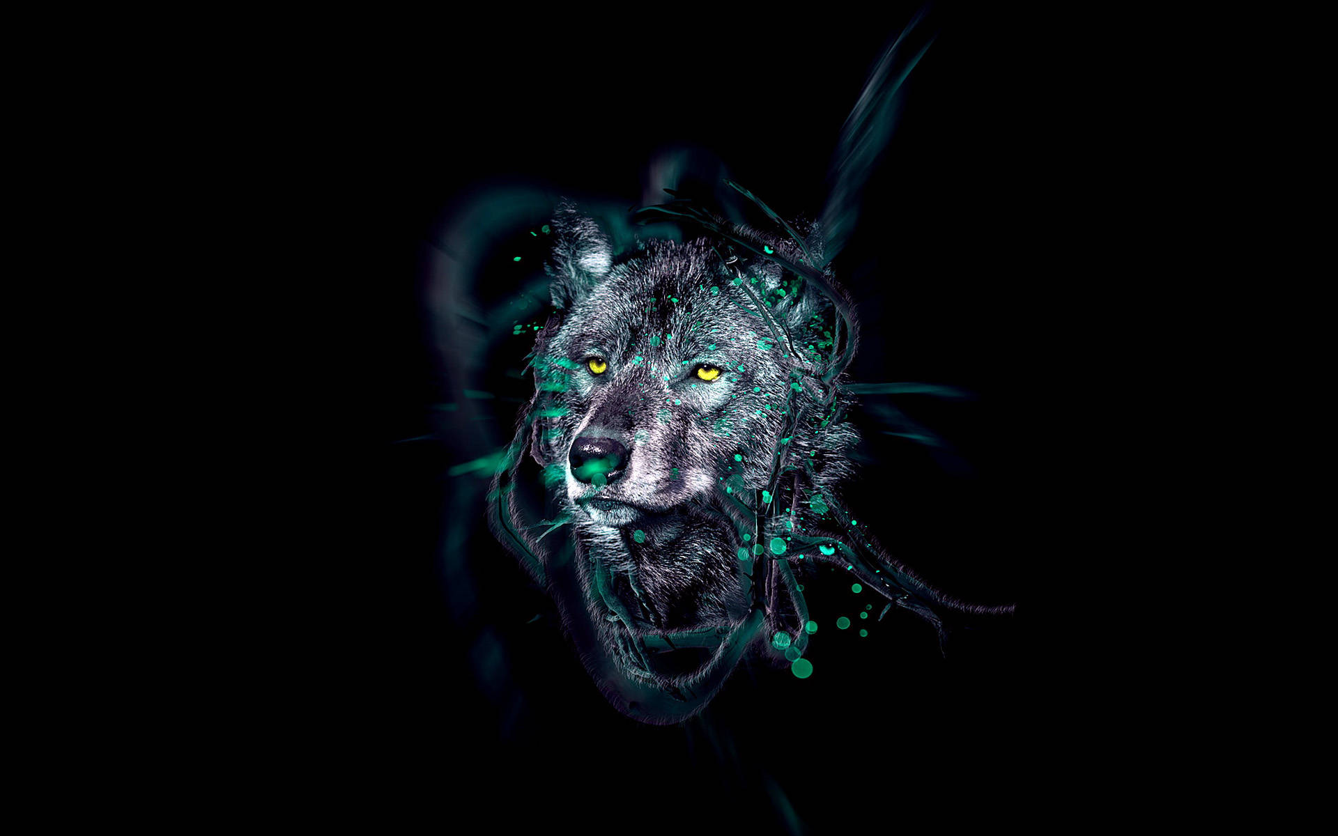 Arte digital de lobo galaxia verde Fondos de pantalla