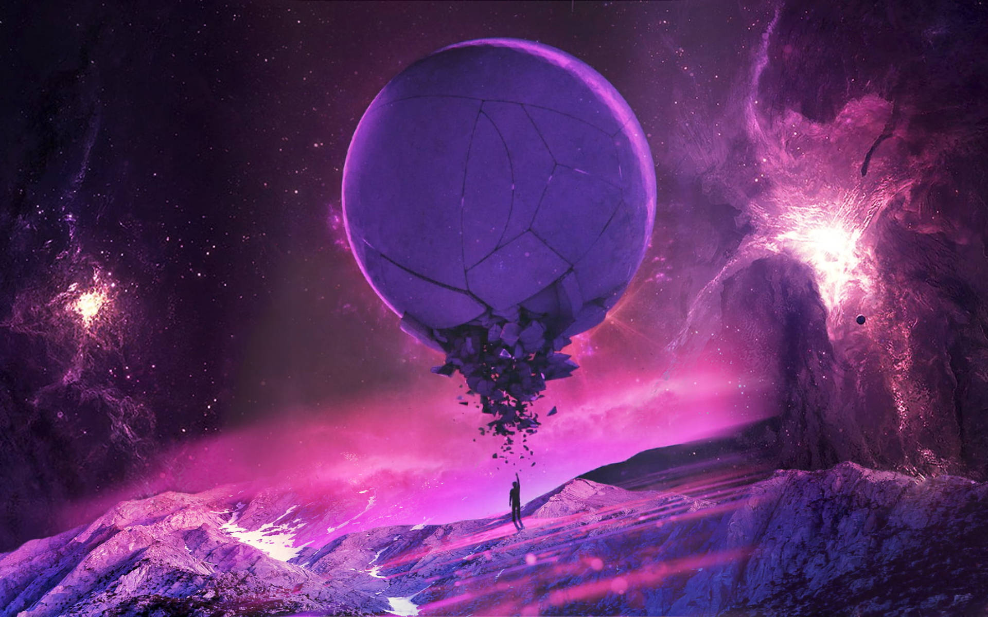 Arte Digital de Luna Galáctica Titilante Fondos de pantalla