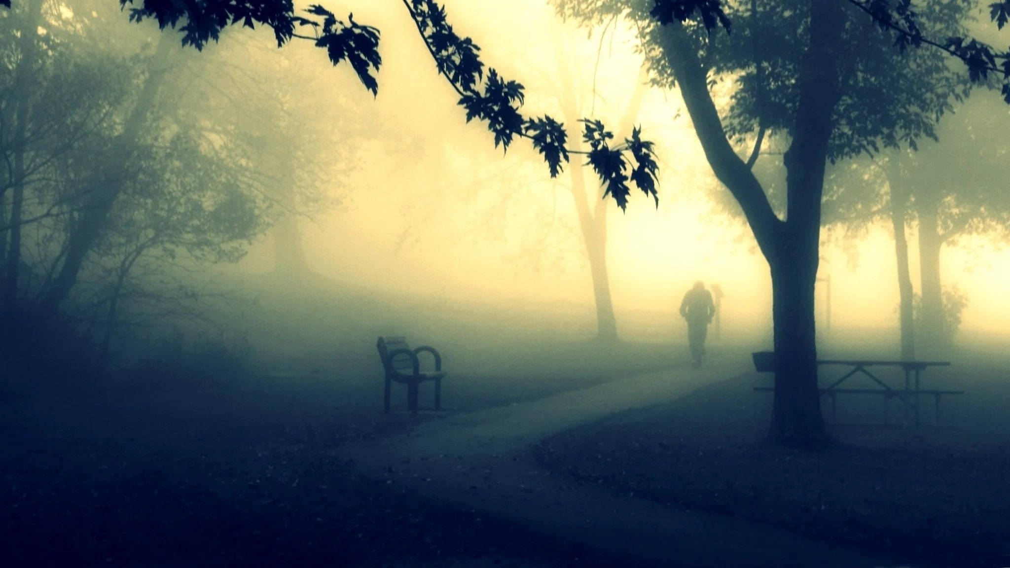 Arte digital de un hombre misterioso en el parque Fondos de pantalla