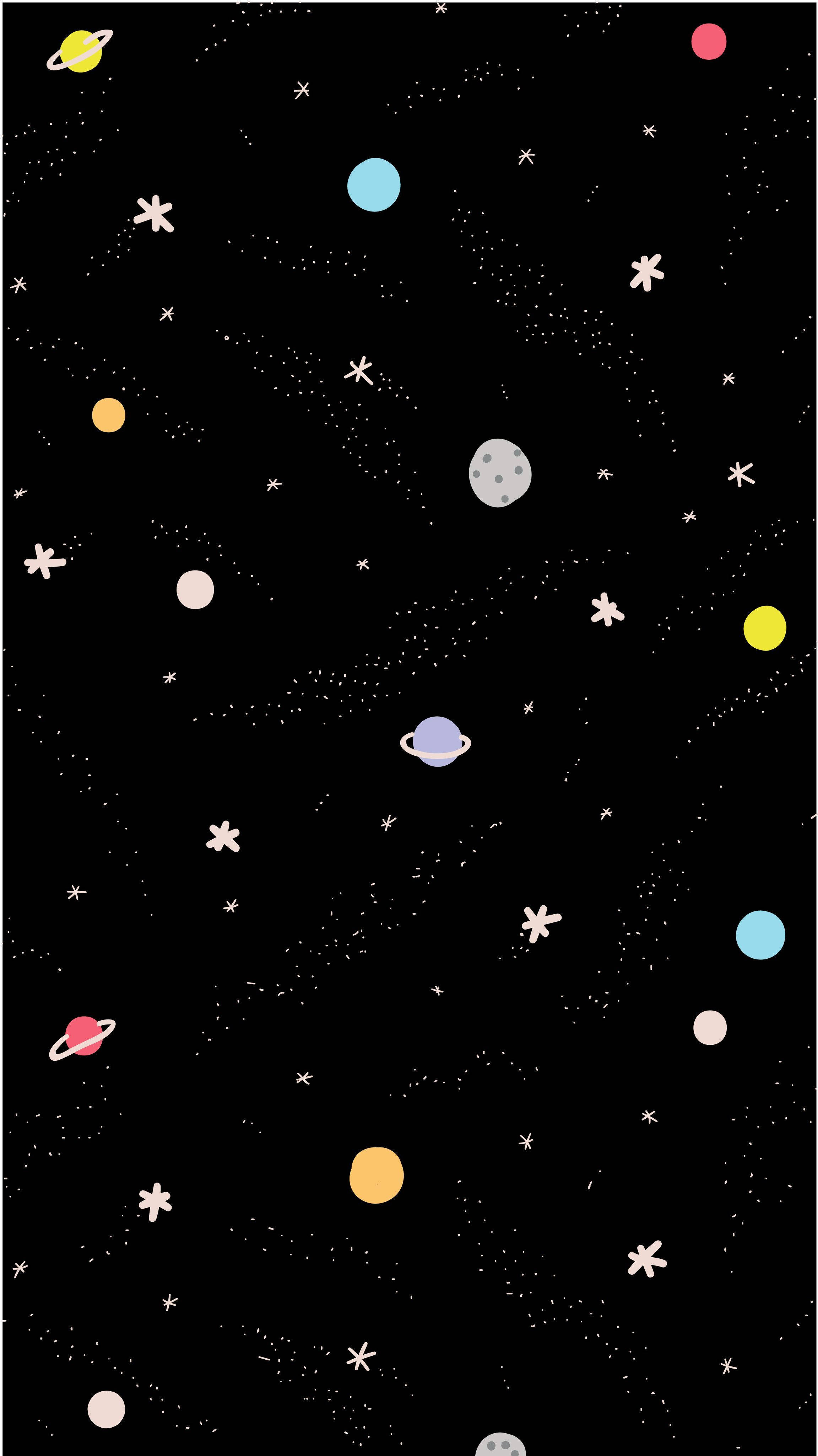 Arte Doodle de Planetas con Estética Espacial Fondos de pantalla