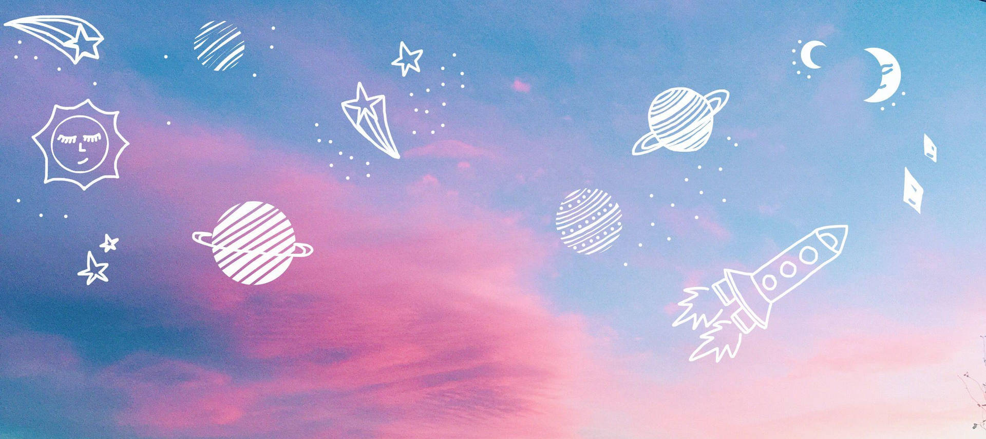 Arte estético de planetas para MacBook