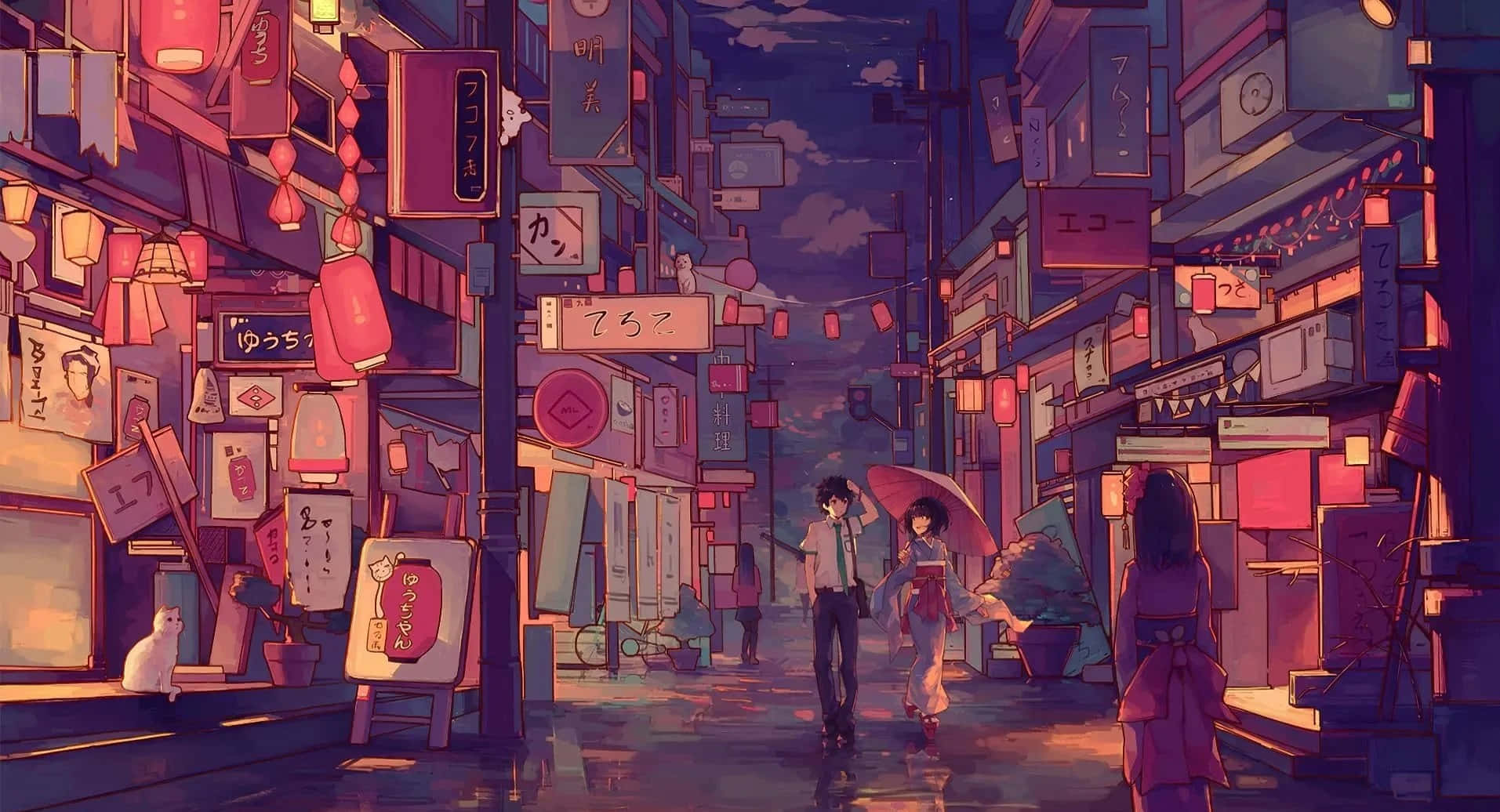 Arte estético japonés de pareja para escritorio Fondos de pantalla
