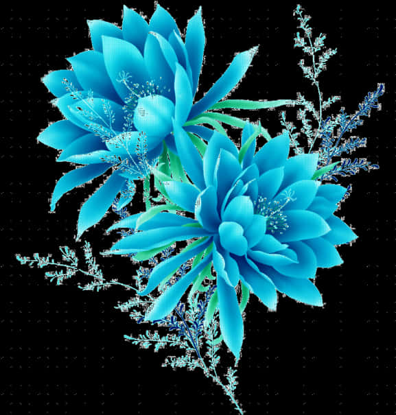 Arte Floral Azul Vibrante Fondos de pantalla