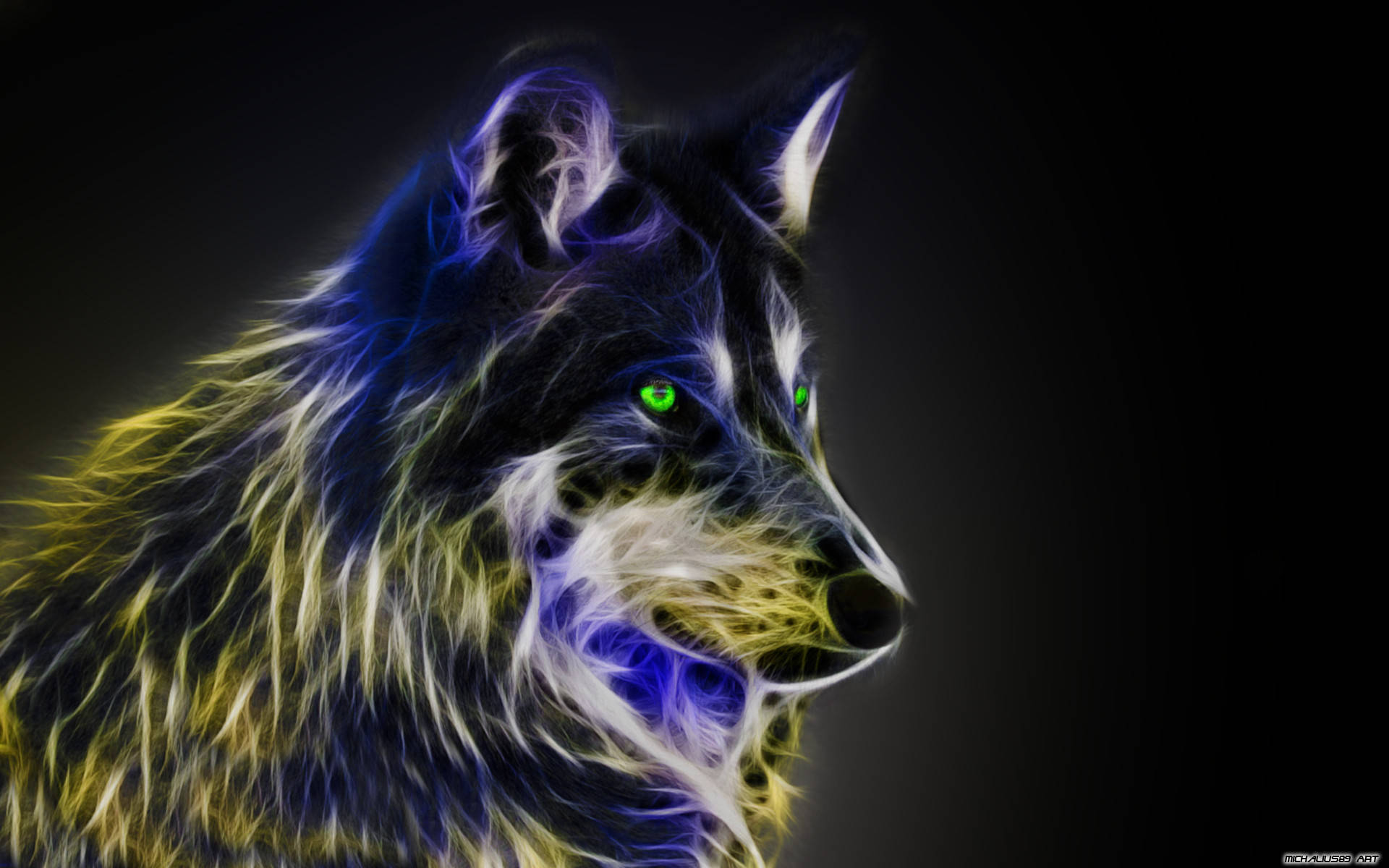 Arte fractal de lobo genial Fondos de pantalla