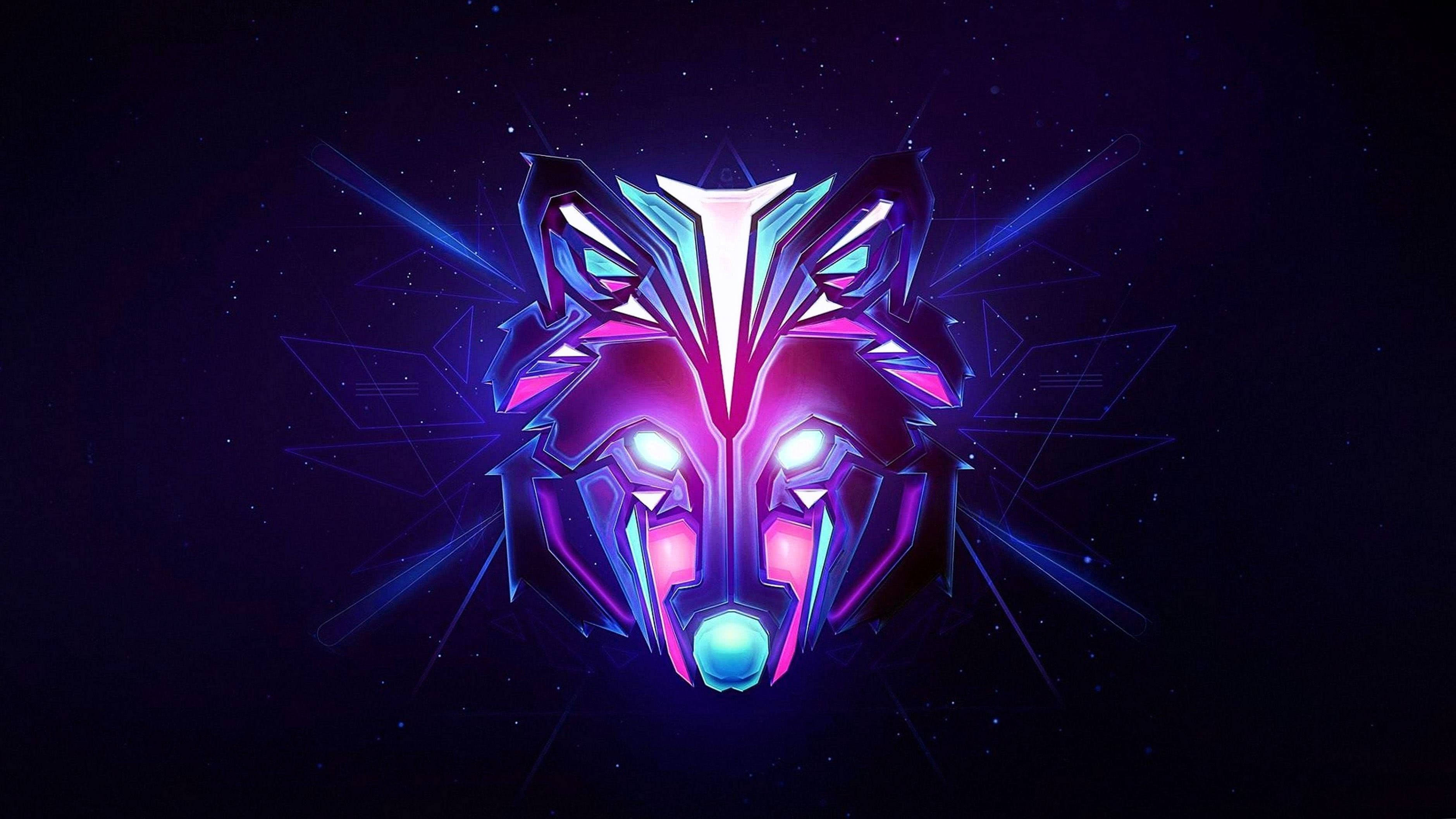 Arte Geométrico de Lobo Galáctico Fondos de pantalla