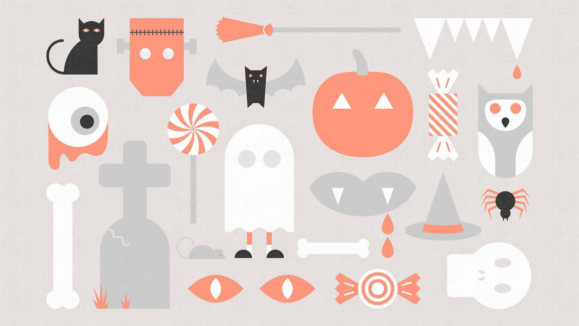 Arte gráfico de íconos lindos de Halloween estéticos Fondos de pantalla