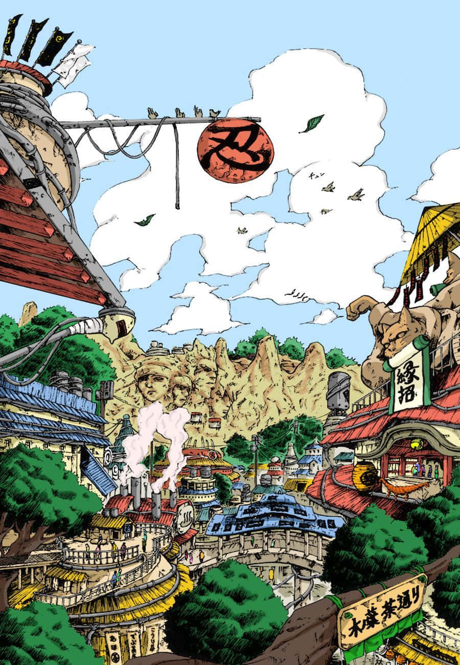 Arte Gráfico de la Aldea Konoha de Naruto Fondos de pantalla