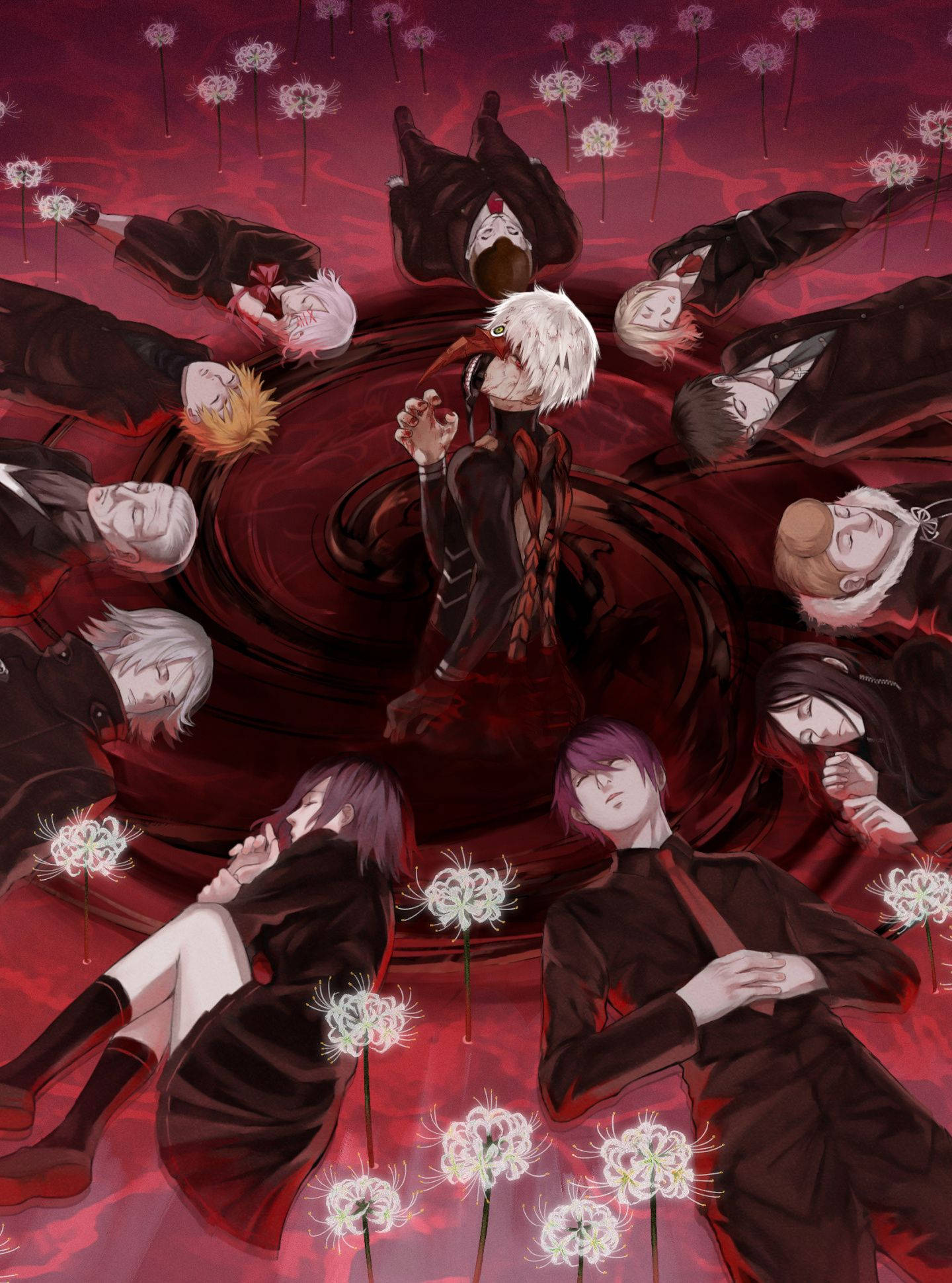 Arte Gráfico Rojo de Personajes de Tokyo Ghoul Fondos de pantalla