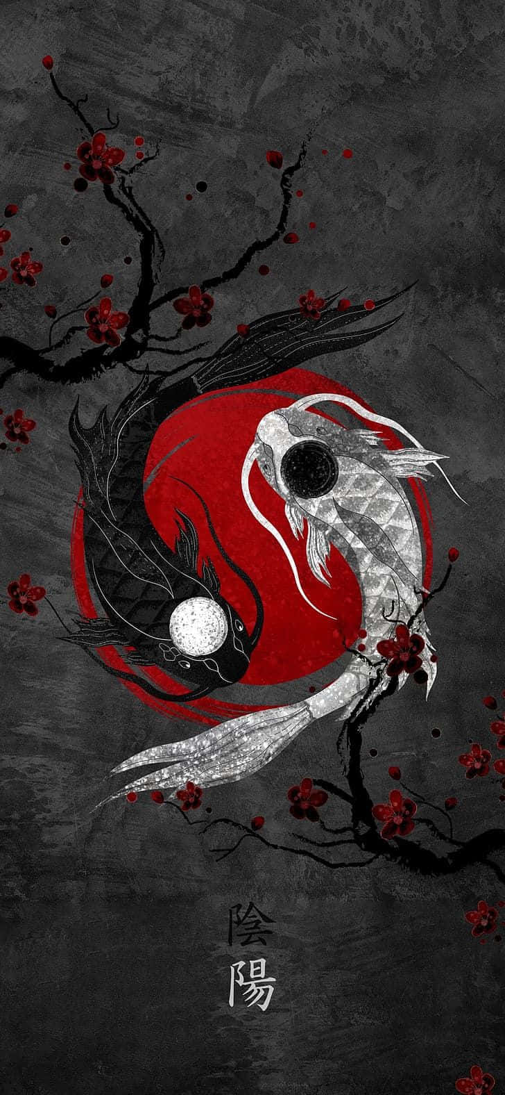 Arte japonés de Bagre Yin Yang 4K Fondos de pantalla