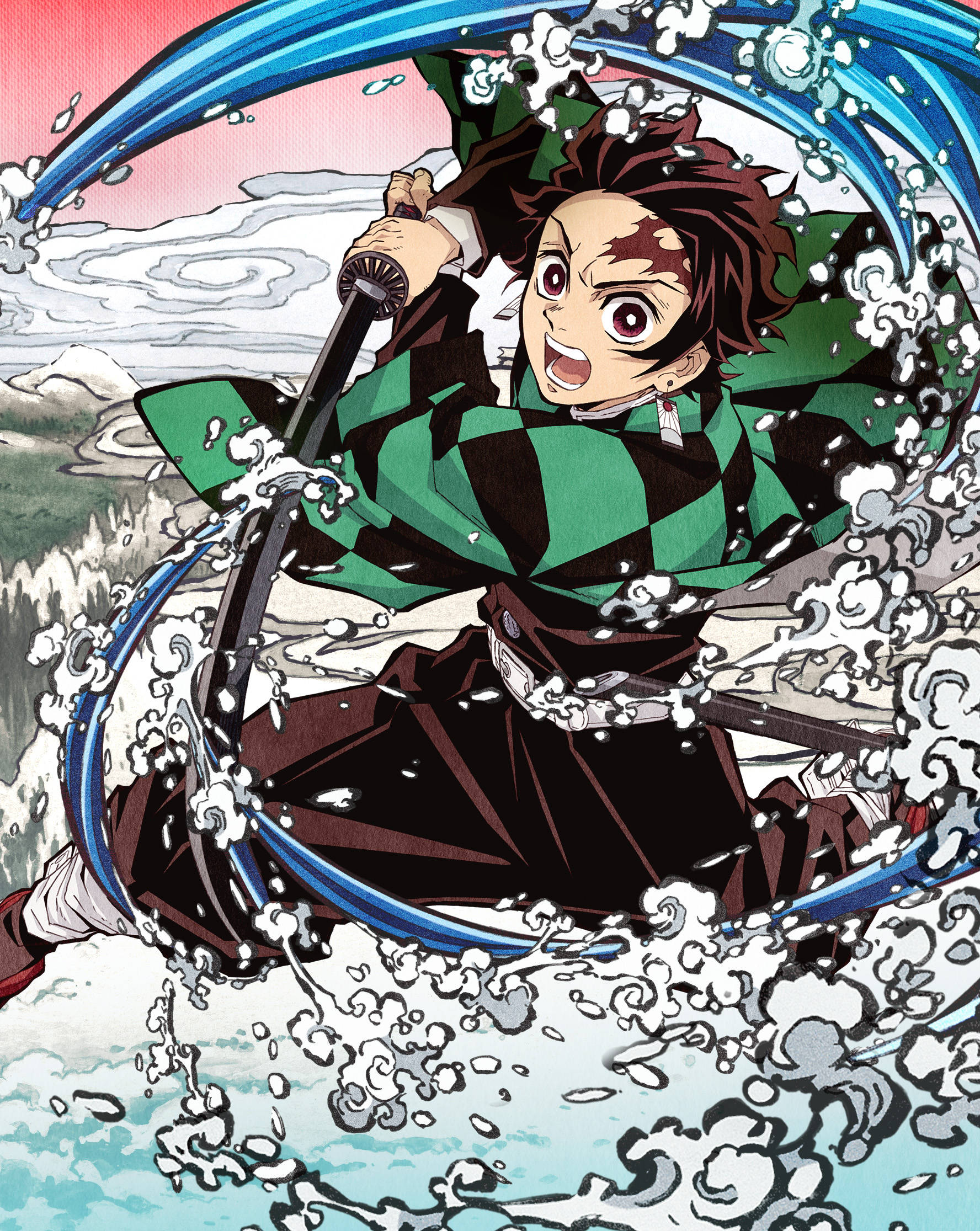 Arte japonés tradicional de Tanjiro Kamado Fondos de pantalla