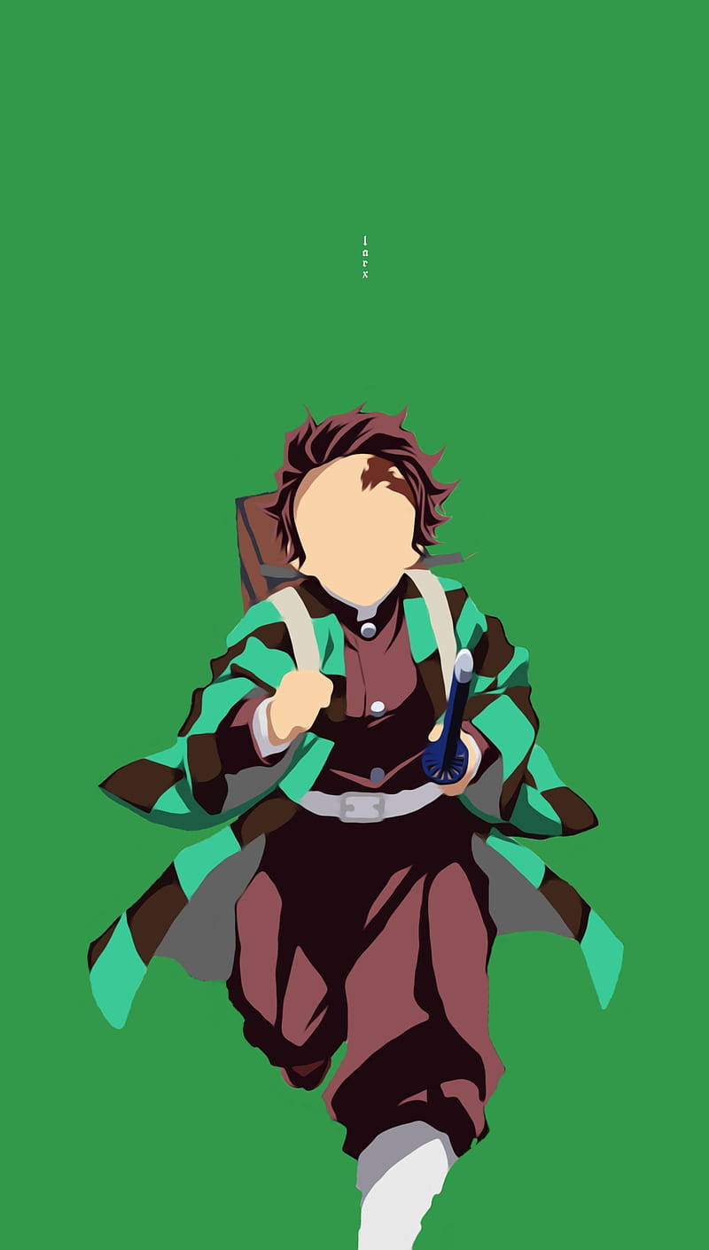 Arte Minimalista de Anime - Tanjiro Kamado de Demon Slayer en Pantalla de Teléfono Fondos de pantalla