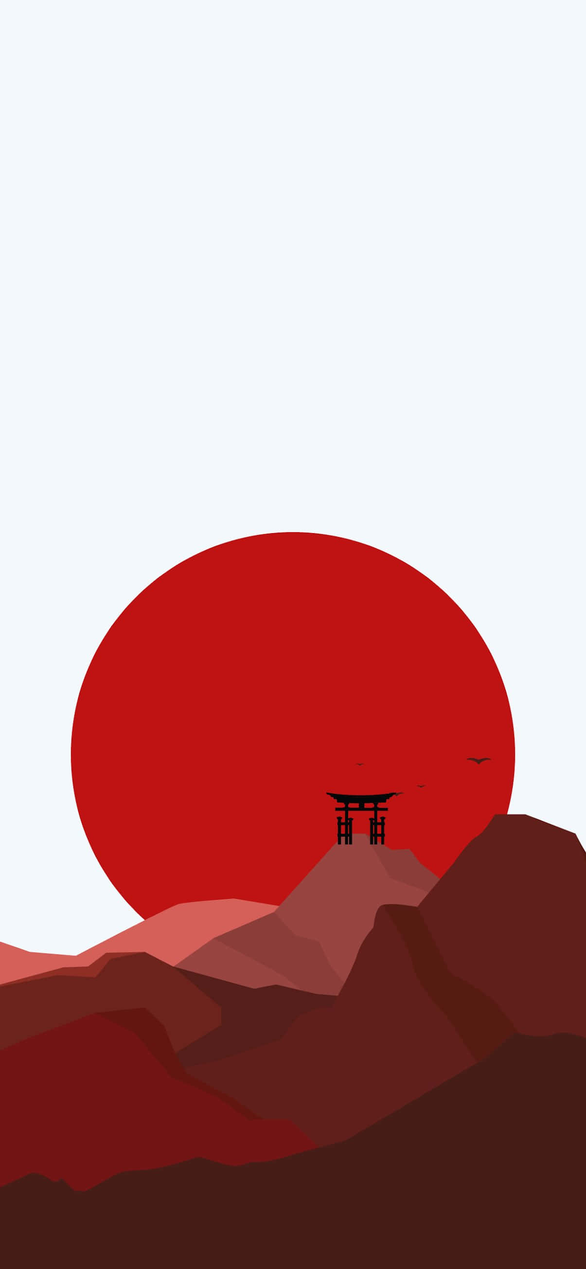 Arte Minimalista Japonés de Montañas Rojas Fondos de pantalla