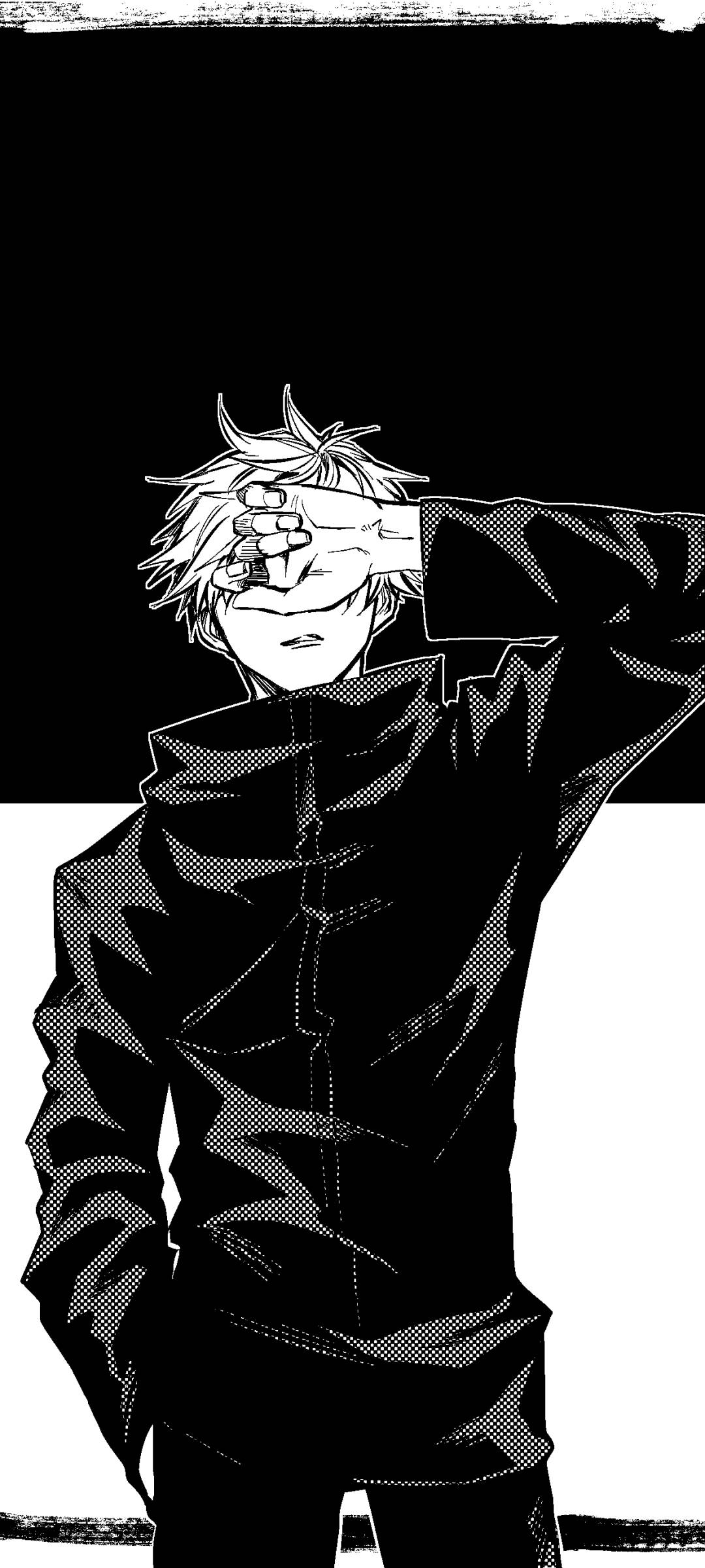 Arte Monocromático de Satoru Gojo Jujutsu Kaisen para Teléfono Fondos de pantalla
