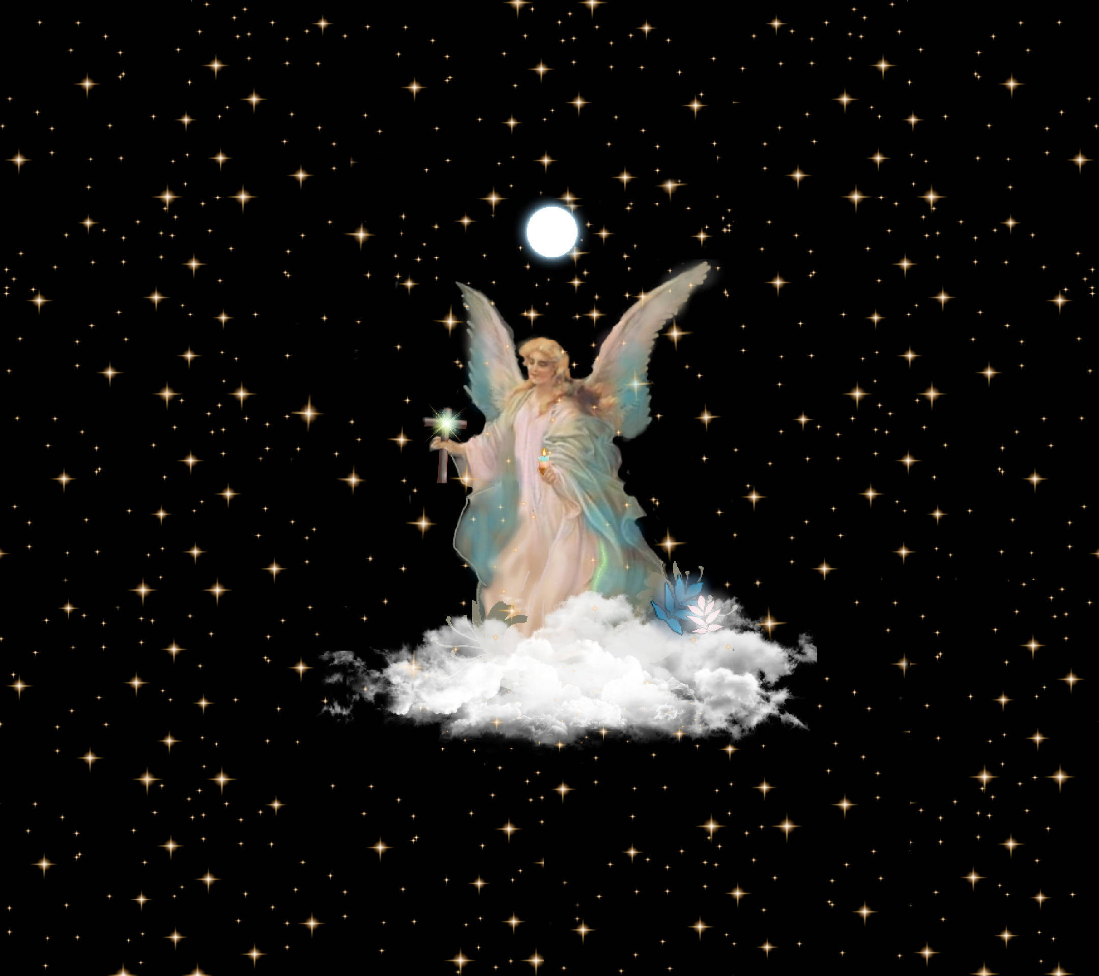 Arte navideño de ángel estrellado Fondos de pantalla