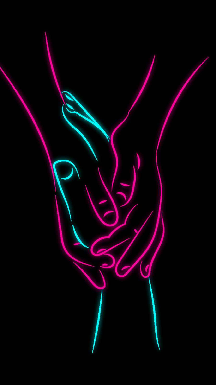 Arte neón romántico de manos tomadas Fondos de pantalla