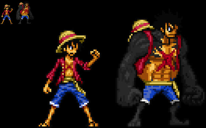 Arte Pixel de Luffy y Transformación Gear Fourth Fondos de pantalla