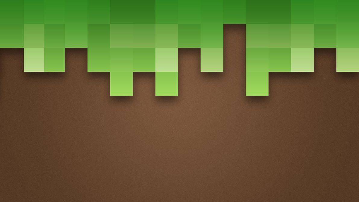 Fondo de pantalla de pasto y tierra pixelados simplificados de Minecraft